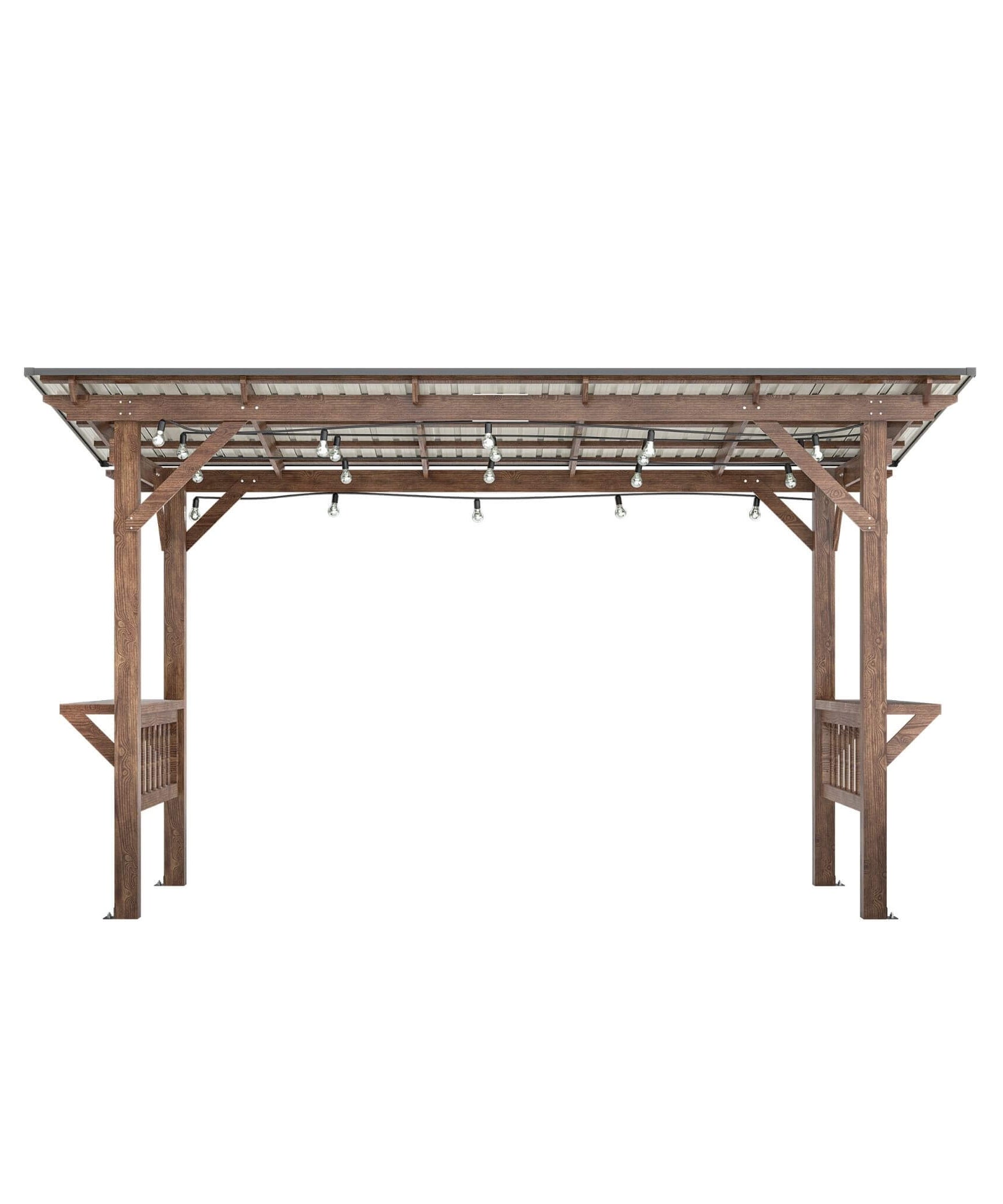 [06X13FT] Alora Durable Outdoor Hardtop BBQ Grill Shelter Gazebo With Shelves (SAK65420)