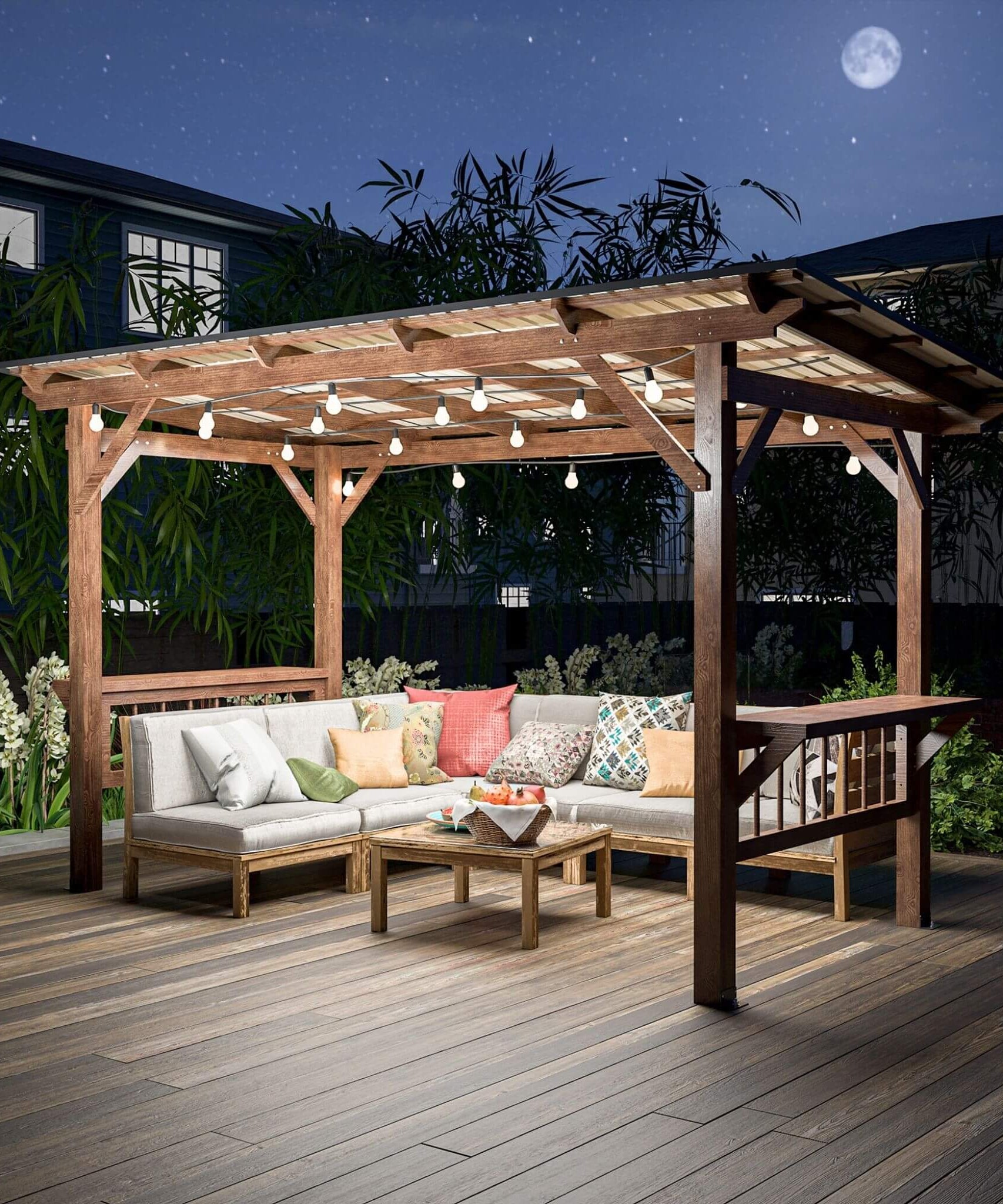[06X13FT] Alora Durable Outdoor Hardtop BBQ Grill Shelter Gazebo With Shelves (SAK65420)