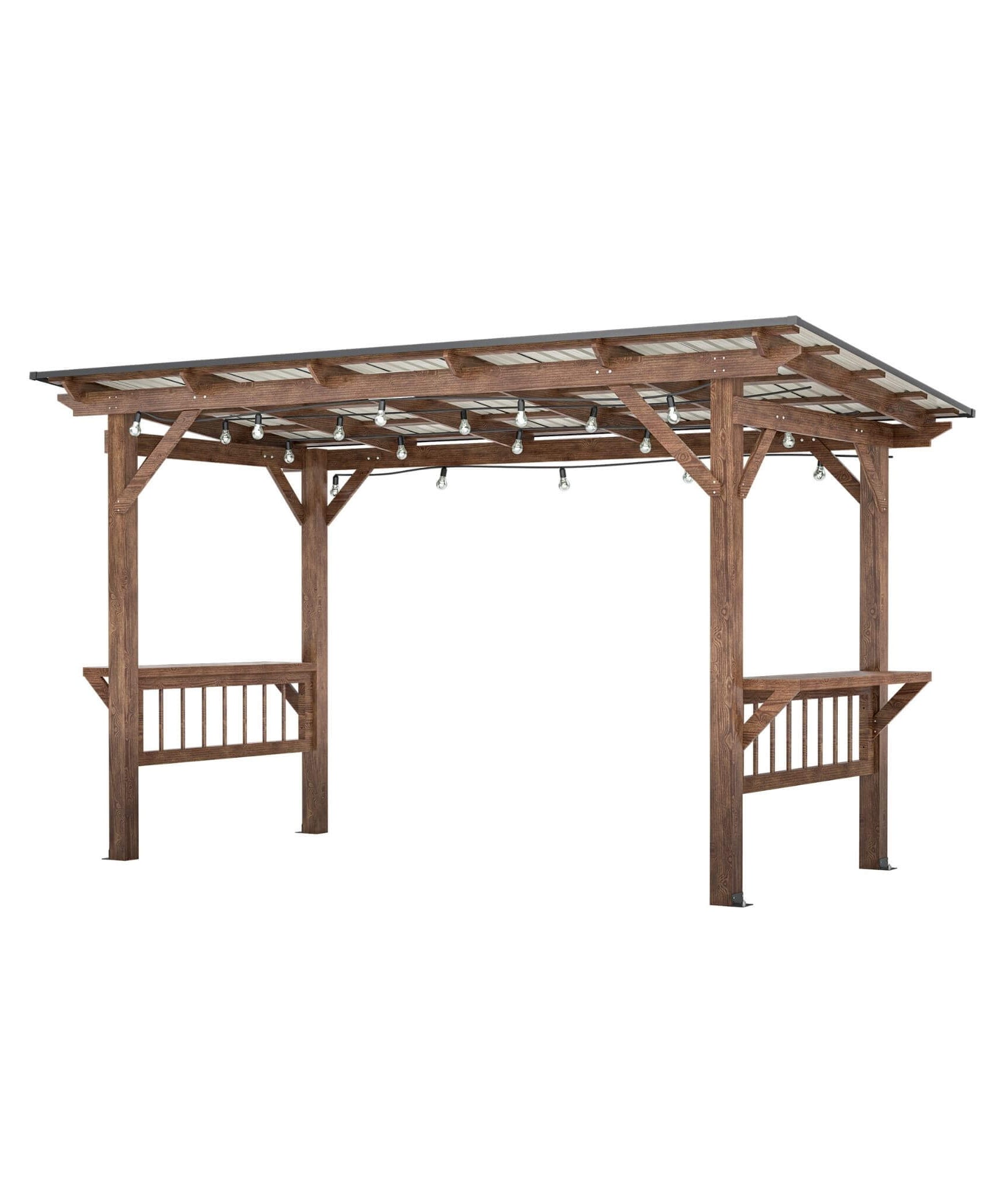 [06X13FT] Alora Durable Outdoor Hardtop BBQ Grill Shelter Gazebo With Shelves (SAK65420)