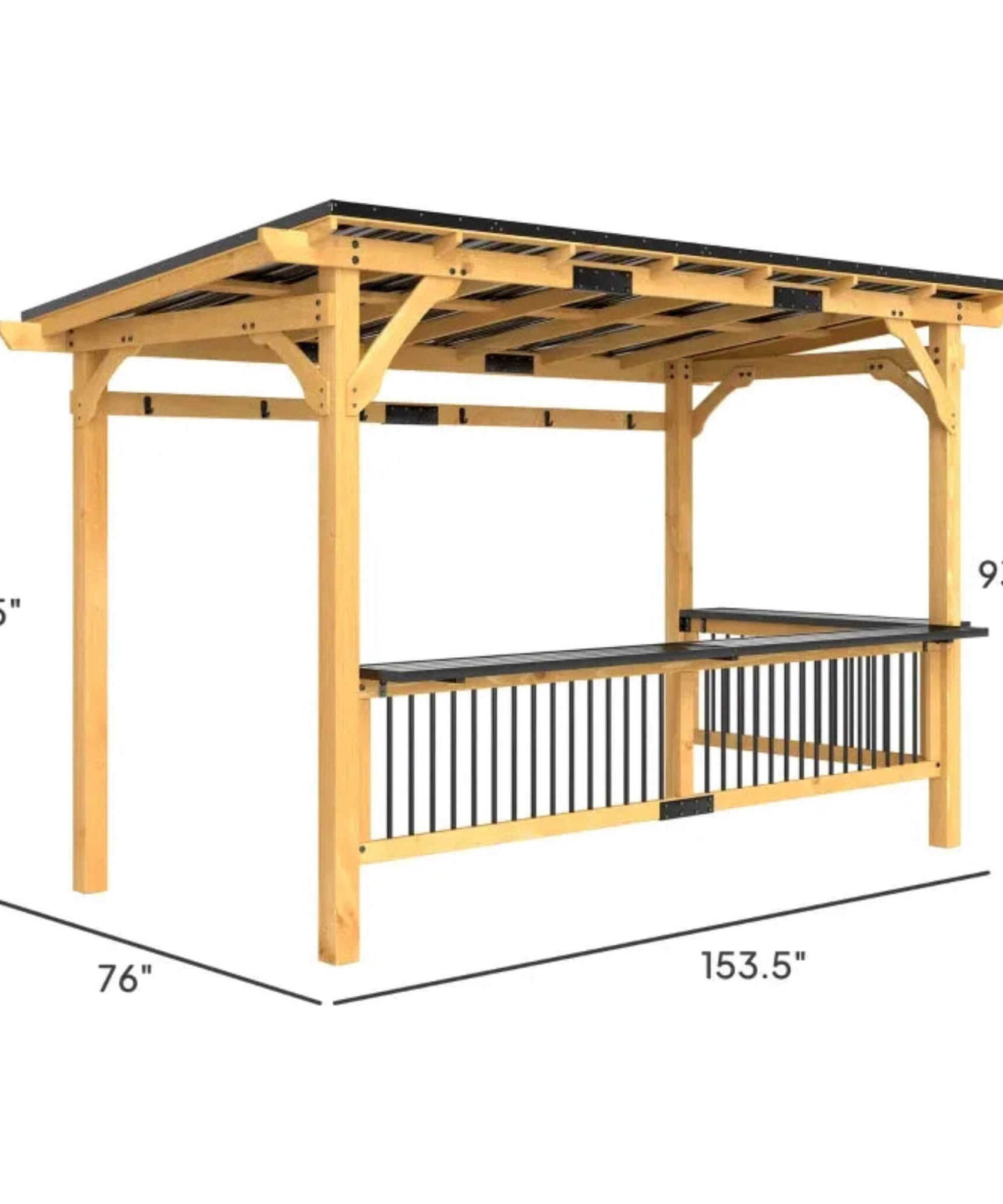 [06X13FT] Alora Premium Outdoor Hardtop Wooden BBQ Grill Gazebo (SAK97420)