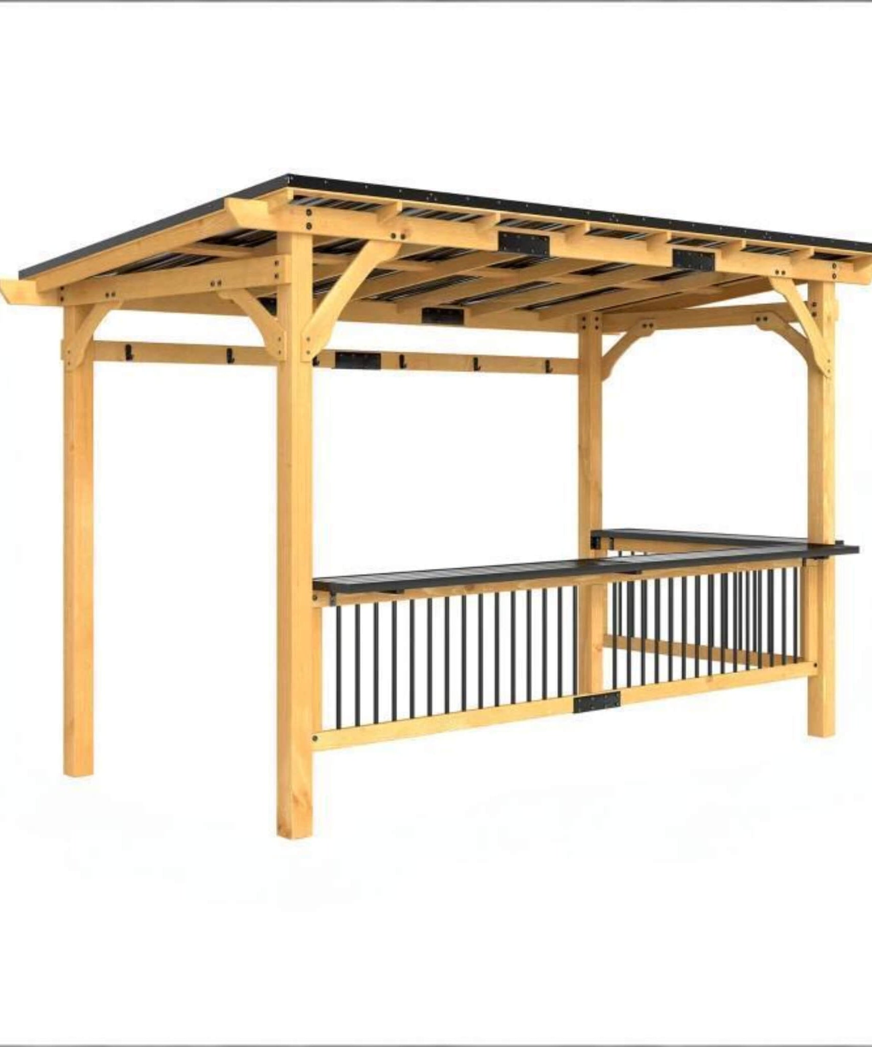 [06X13FT] Alora Premium Outdoor Hardtop Wooden BBQ Grill Gazebo (SAK97420)