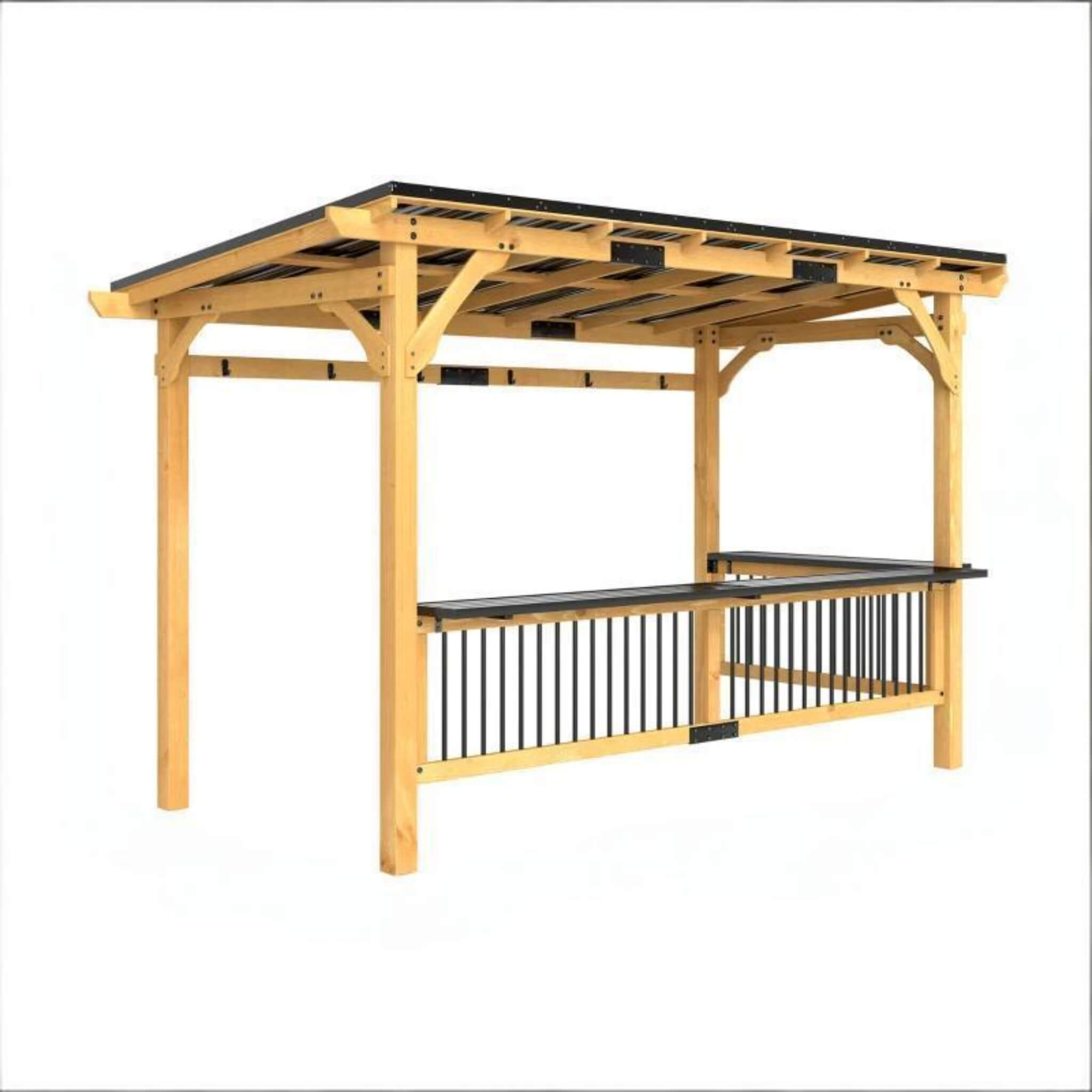 [06X13FT] Alora Premium Outdoor Hardtop Wooden BBQ Grill Gazebo (SAK97420)