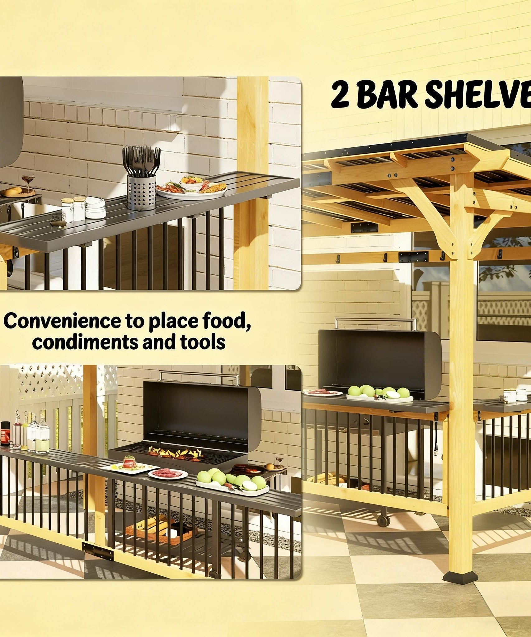 [06X13FT] Alora Premium Outdoor Hardtop Wooden BBQ Grill Gazebo (SAK97420)
