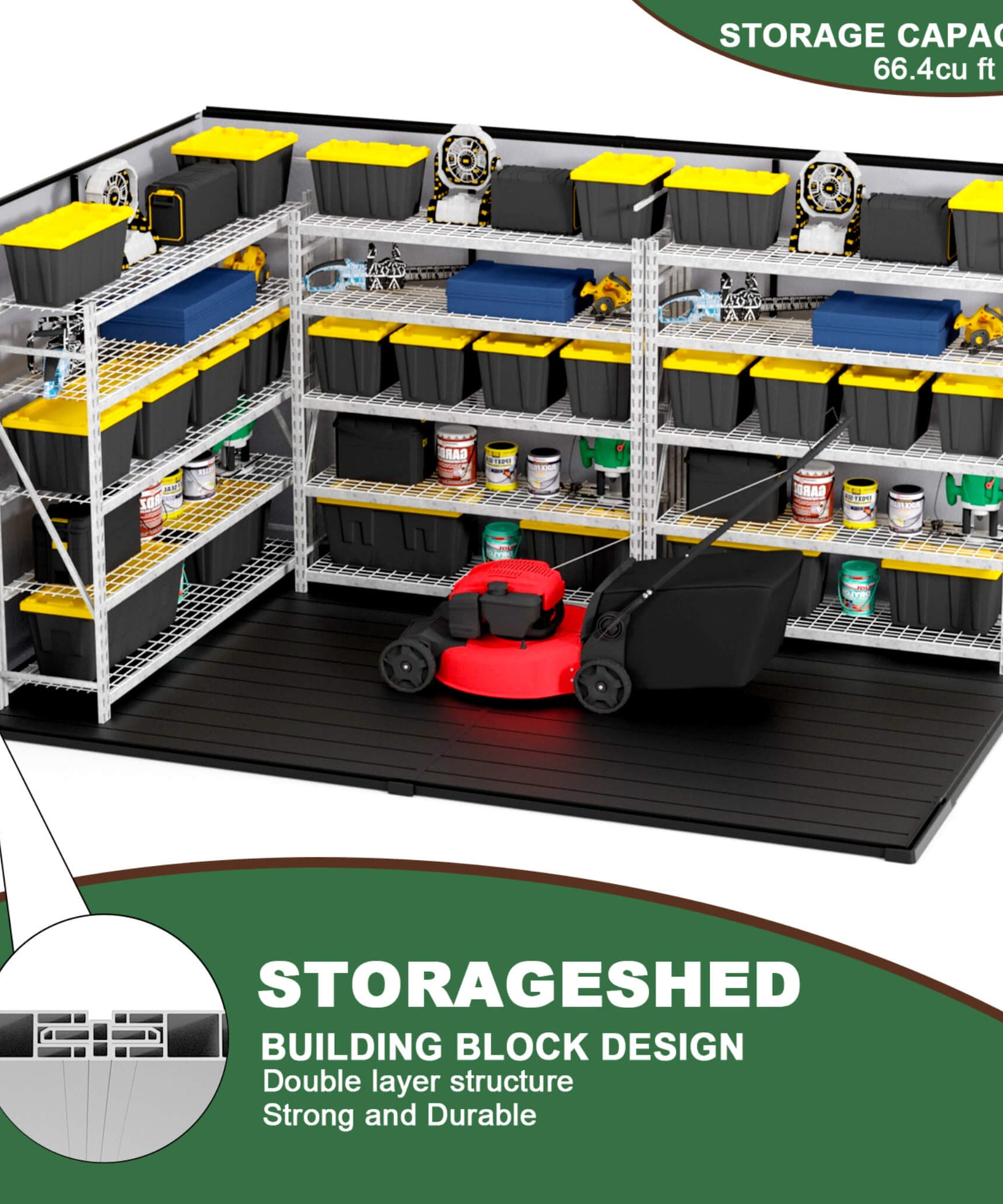[07X10FT] Alora Heavy-Duty Weather-Resistant Steel-Reinforced Plastic Storage Shed With Floor (SAK93148)
