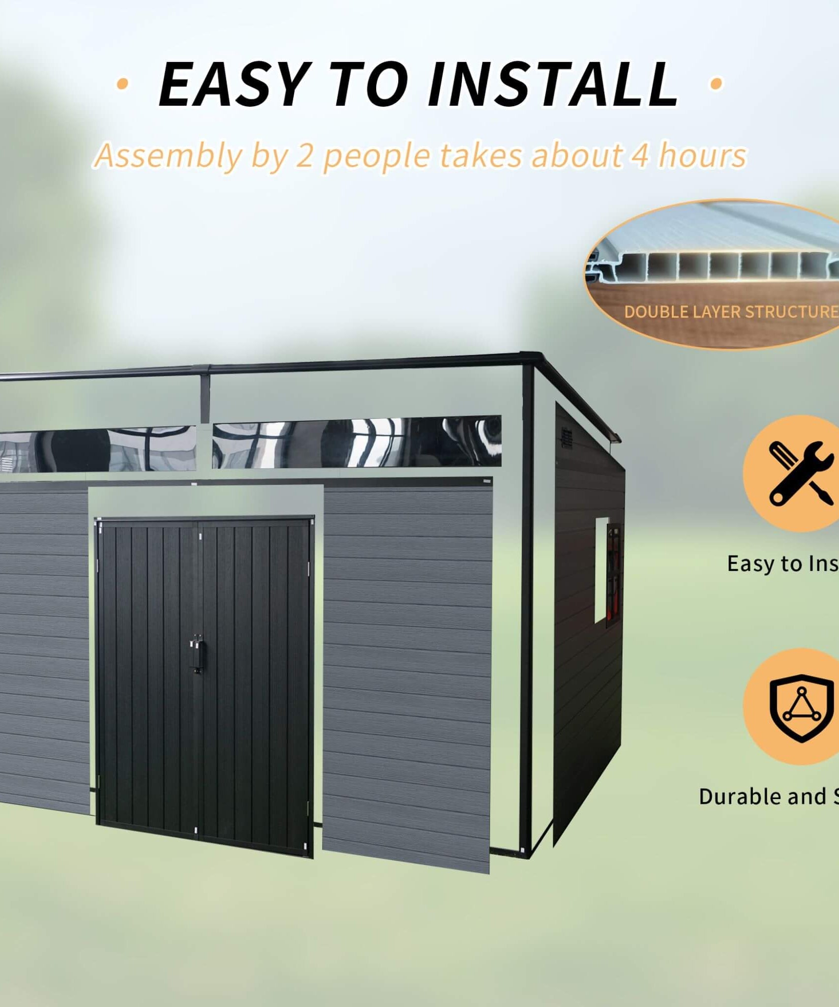 [07X10FT] Alora Outdoor Resin Garden Shed With Floor, Window, And Lockable Door (SAK25987)