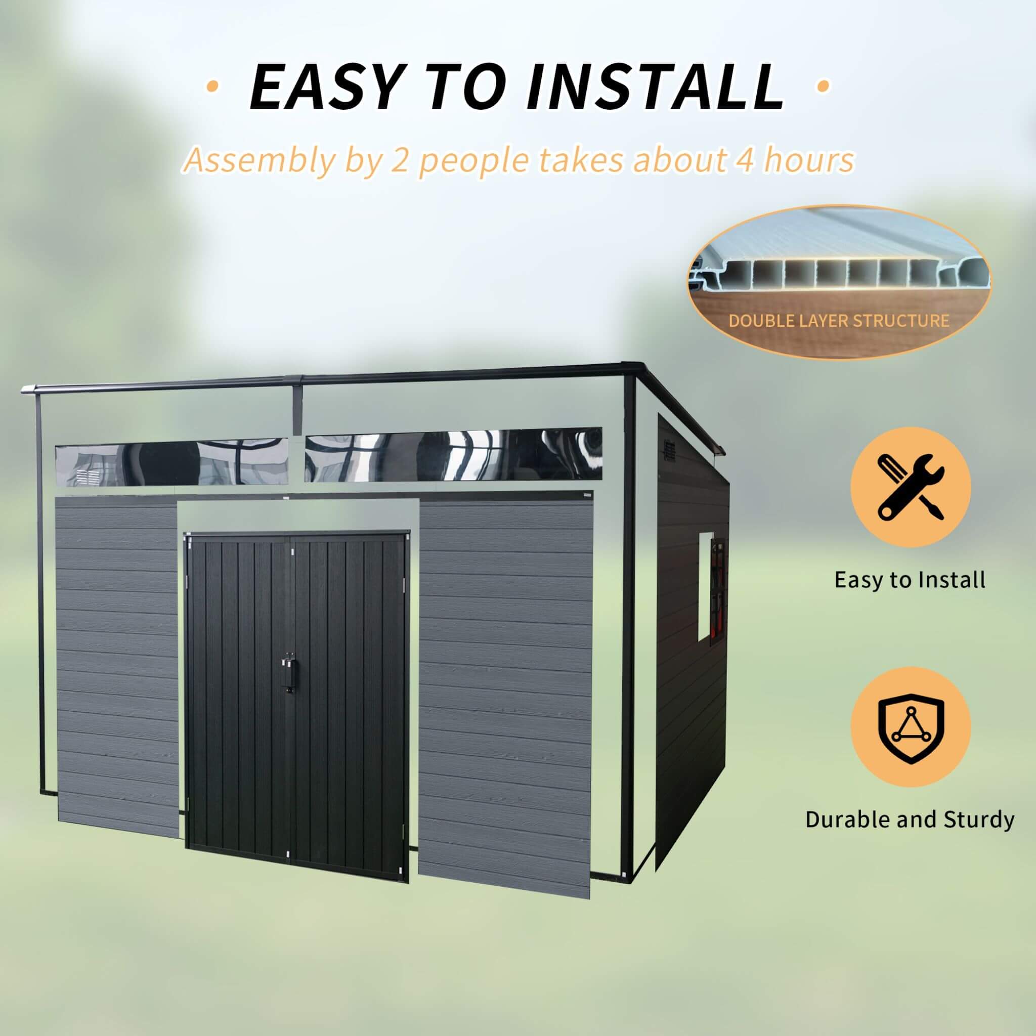 [07X10FT] Alora Outdoor Resin Garden Shed With Floor, Window, And Lockable Door (SAK25987)