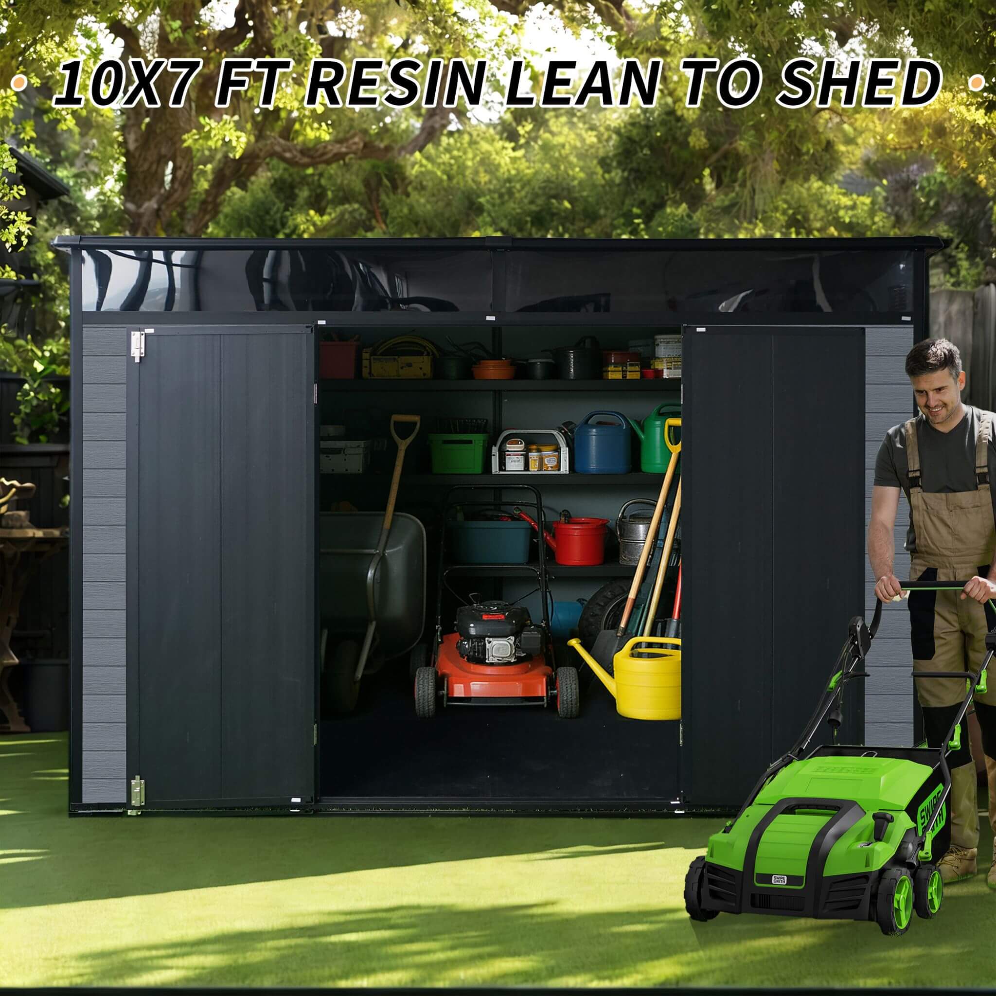 [07X10FT] Alora Outdoor Resin Garden Shed With Floor, Window, And Lockable Door (SAK25987)