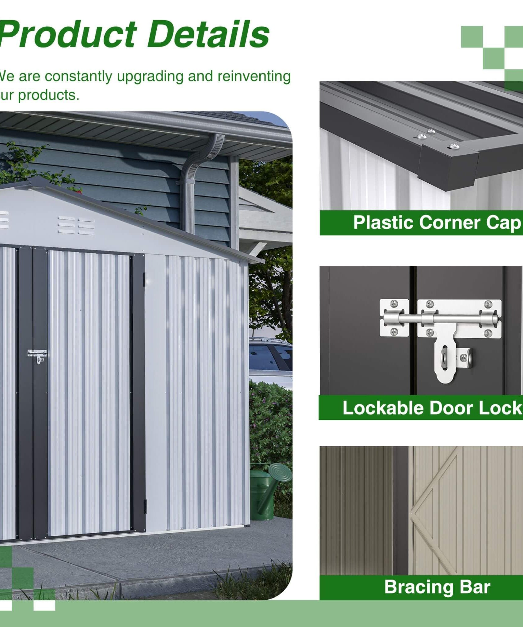 [08X10FT] Alora Heavy-Duty Outdoor All-Weather Metal Garden Tool Shed (SAK28501)