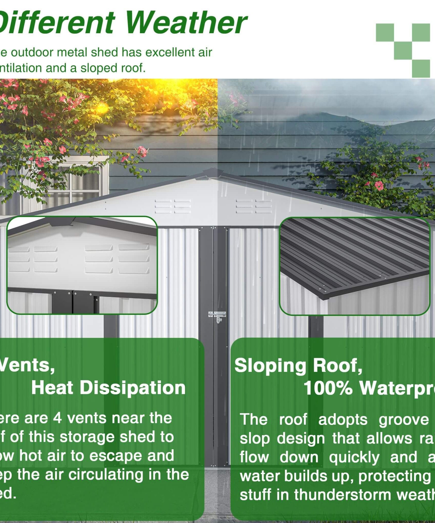 [08X10FT] Alora Heavy-Duty Outdoor All-Weather Metal Garden Tool Shed (SAK28501)
