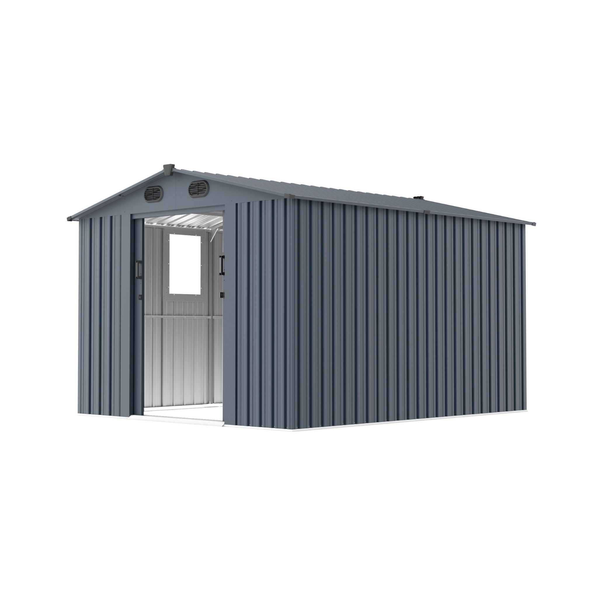 [08X10FT] Alora Large Outdoor Metal Backyard Garden Storage Tool Shed With Window And Lockable Doors (SAK68140)