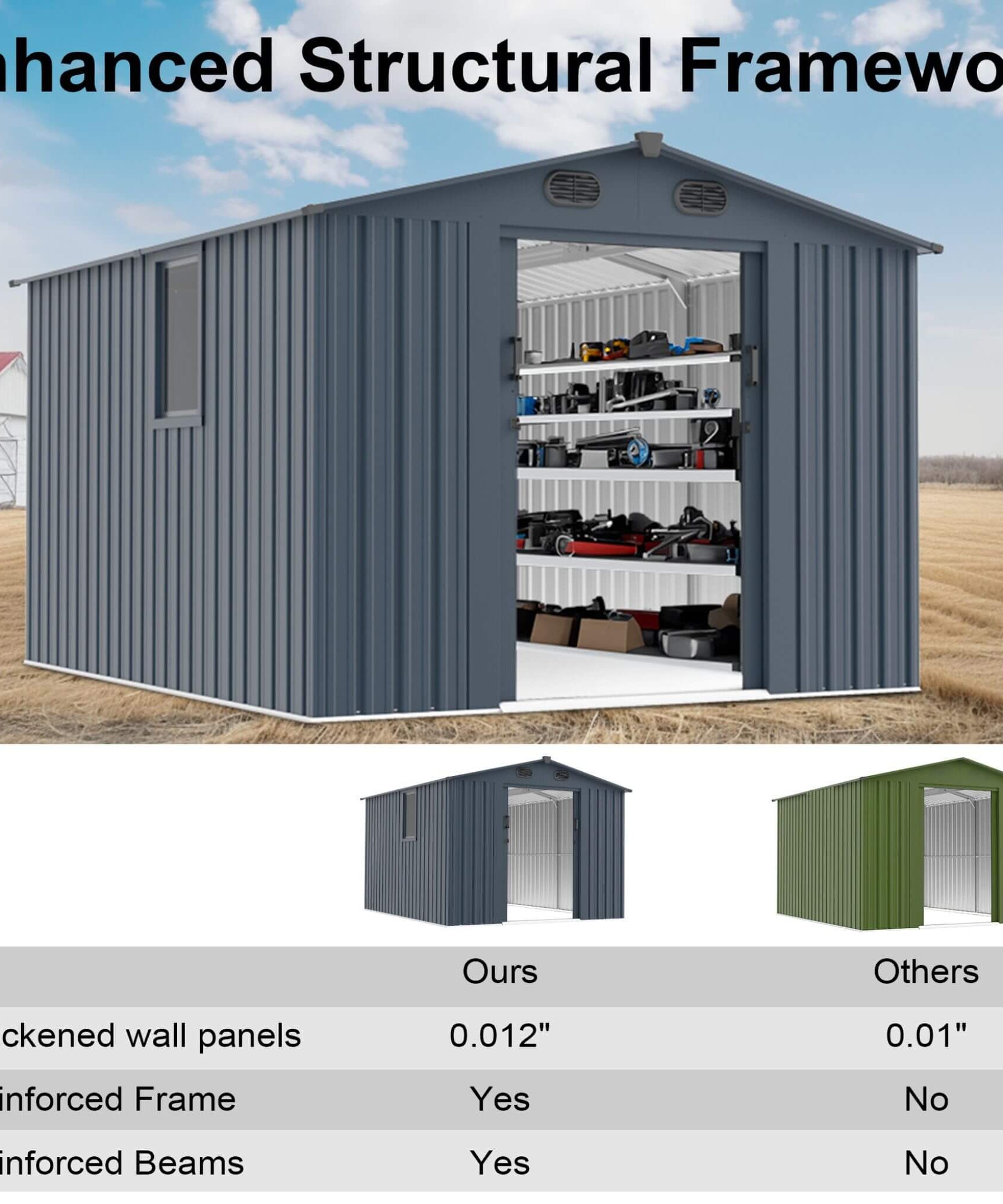 [08X10FT] Alora Large Outdoor Metal Storage Tool Shed With Window And Lockable Doors (SAK32987)