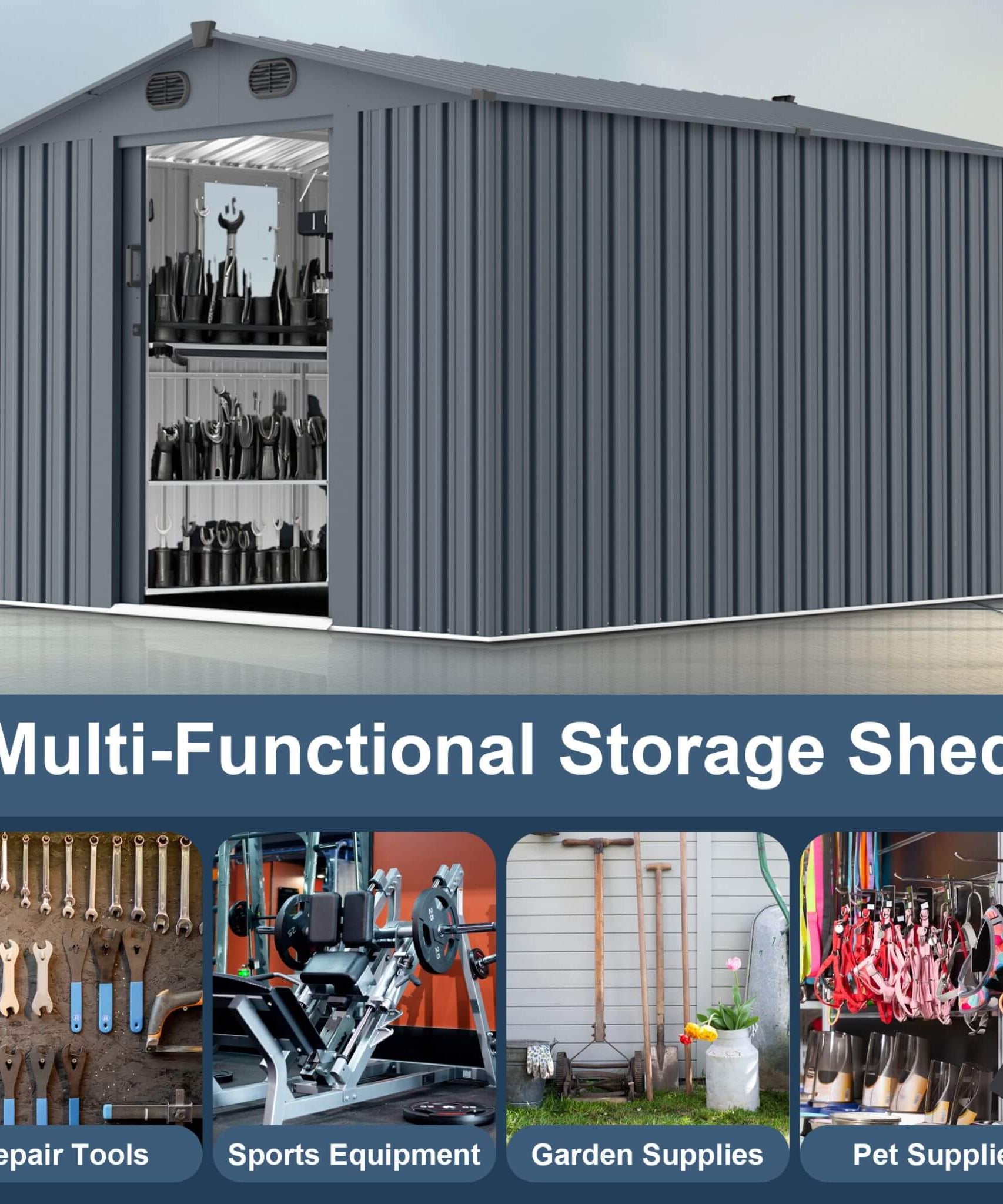[08X10FT] Alora Large Outdoor Metal Storage Tool Shed With Window And Lockable Doors (SAK32987)