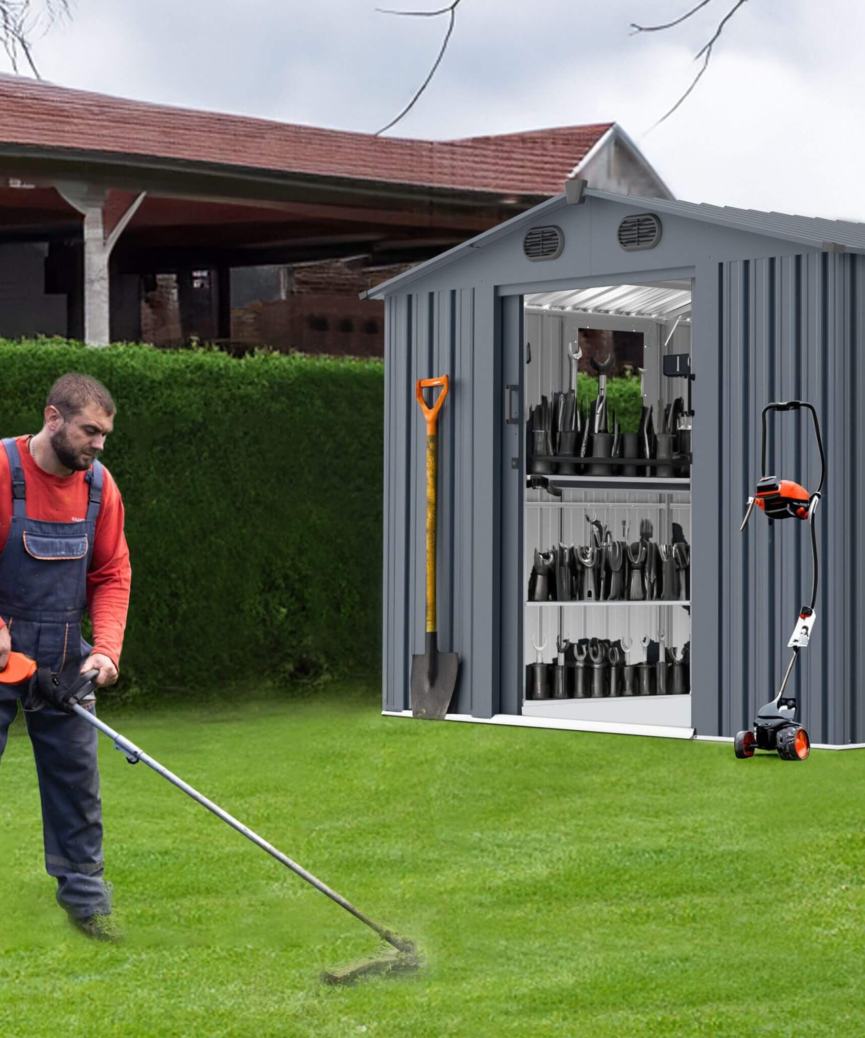 [08X10FT] Alora Large Outdoor Metal Storage Tool Shed With Window And Lockable Doors (SAK32987)