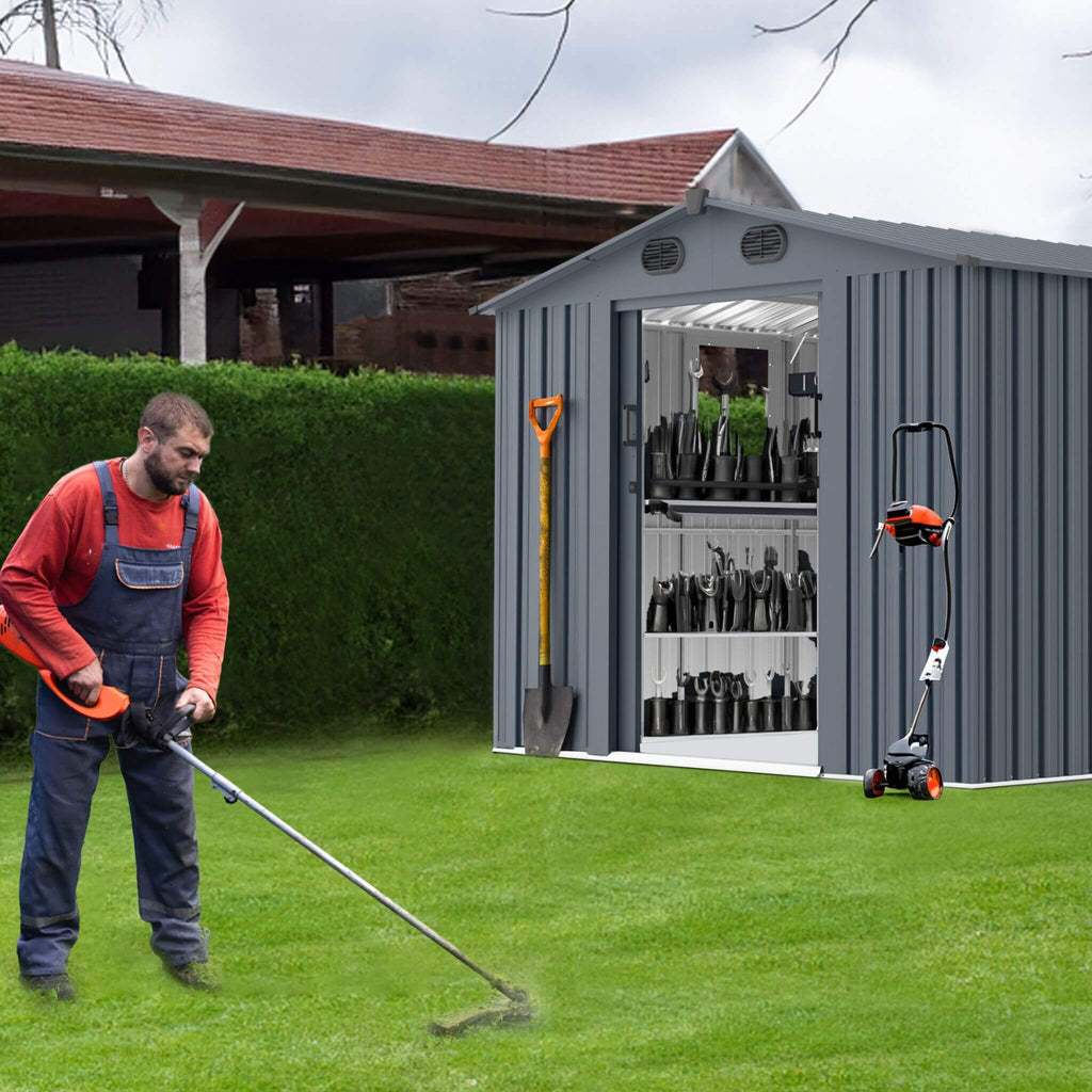 [08X10FT] Alora Large Outdoor Metal Storage Tool Shed With Window And Lockable Doors (SAK32987)