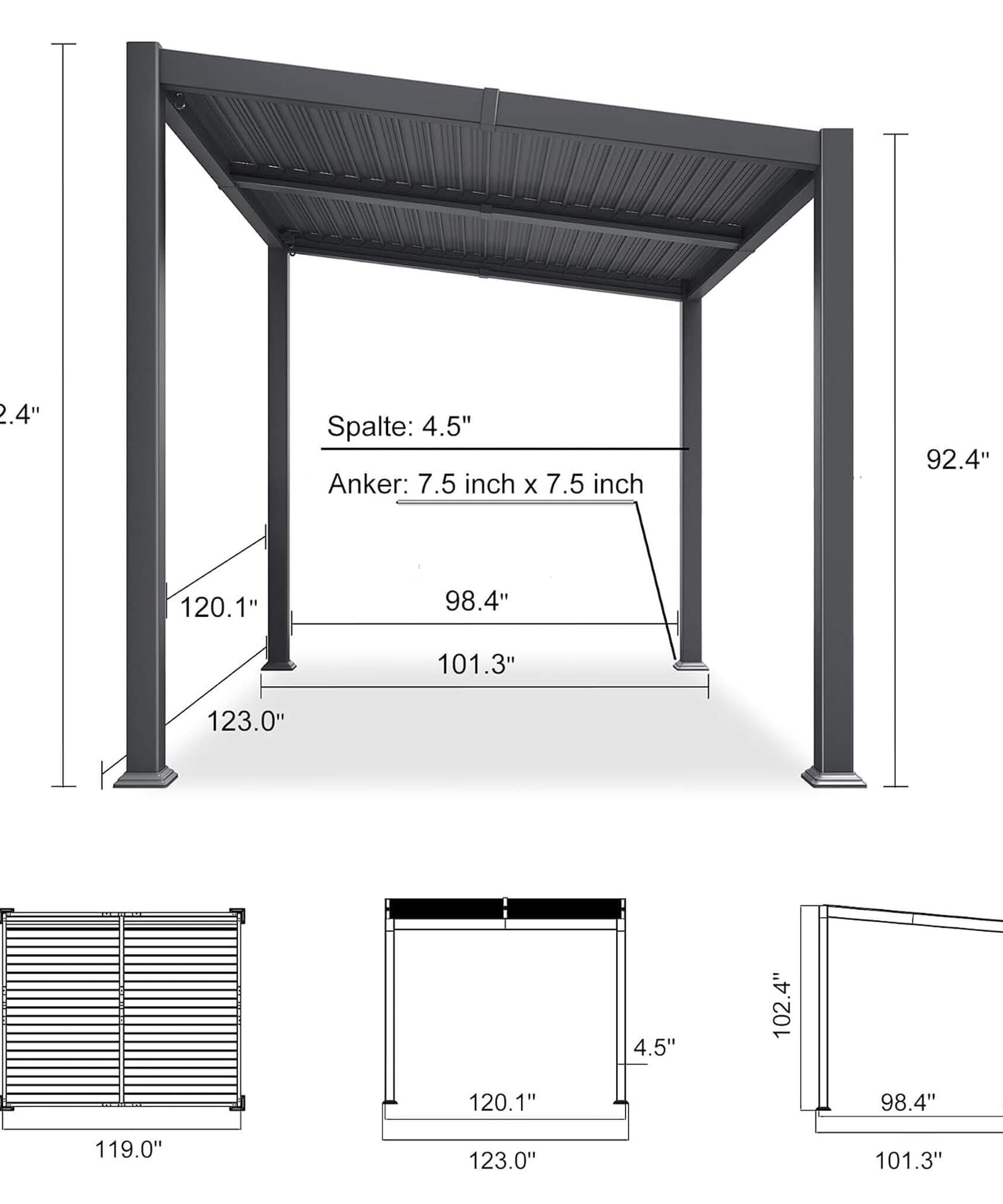 [08X10FT] Alora Modern Louvered Aluminum Pergola With Sloped Roof (SAK12169)
