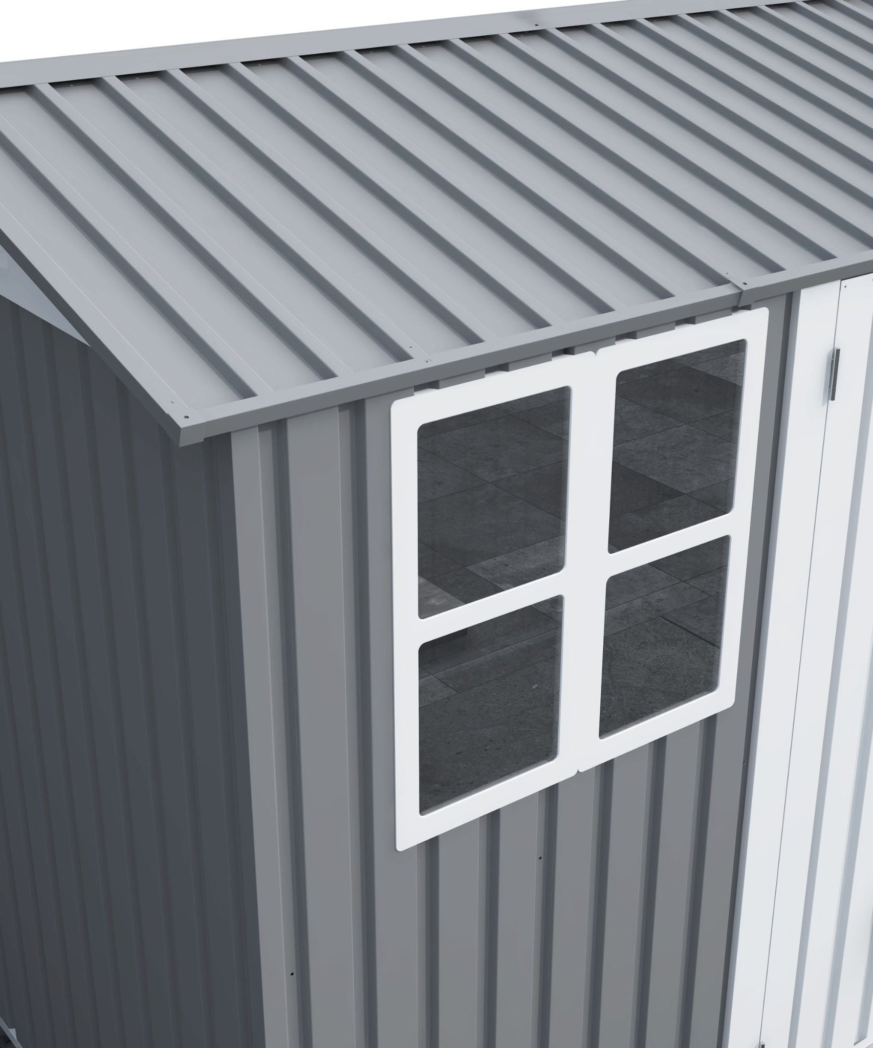 [08X10FT] Alora Outdoor Garden Tool Shed With Thickened Galvanized Steel, Sloped Roof, Vents And Double Lockable Doors (SAK66582)