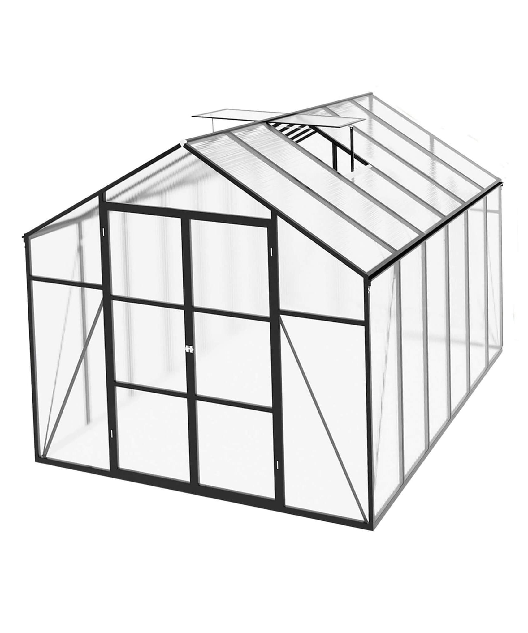 [08X12FT] All-Season Outdoor Backyard Polycarbonate Greenhouse With Raised Base And Aluminum Frame (SAK78614)