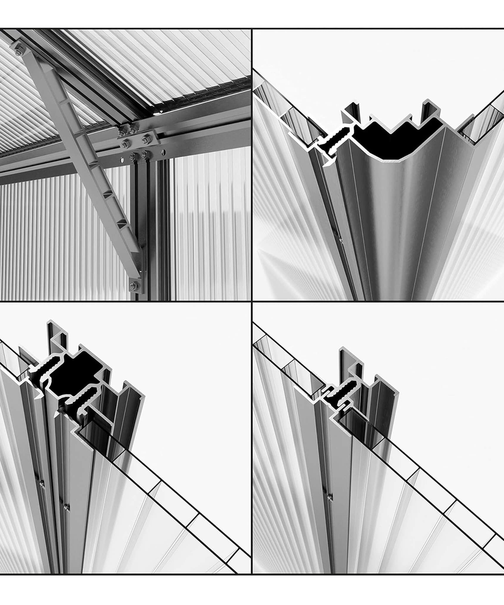 [08X12FT] Heavy-Duty Polycarbonate Outdoor Greenhouse With Aluminum Frame And Sliding Doors (SAK90426)