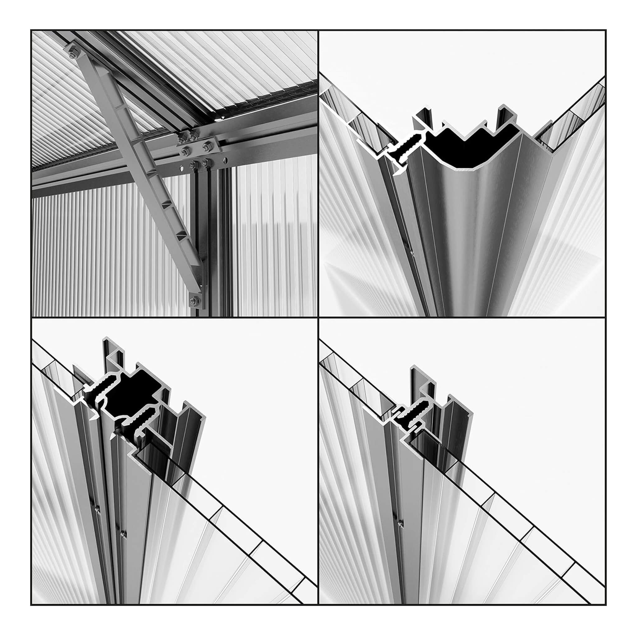 [08X12FT] Heavy-Duty Polycarbonate Outdoor Greenhouse With Aluminum Frame And Sliding Doors (SAK90426)