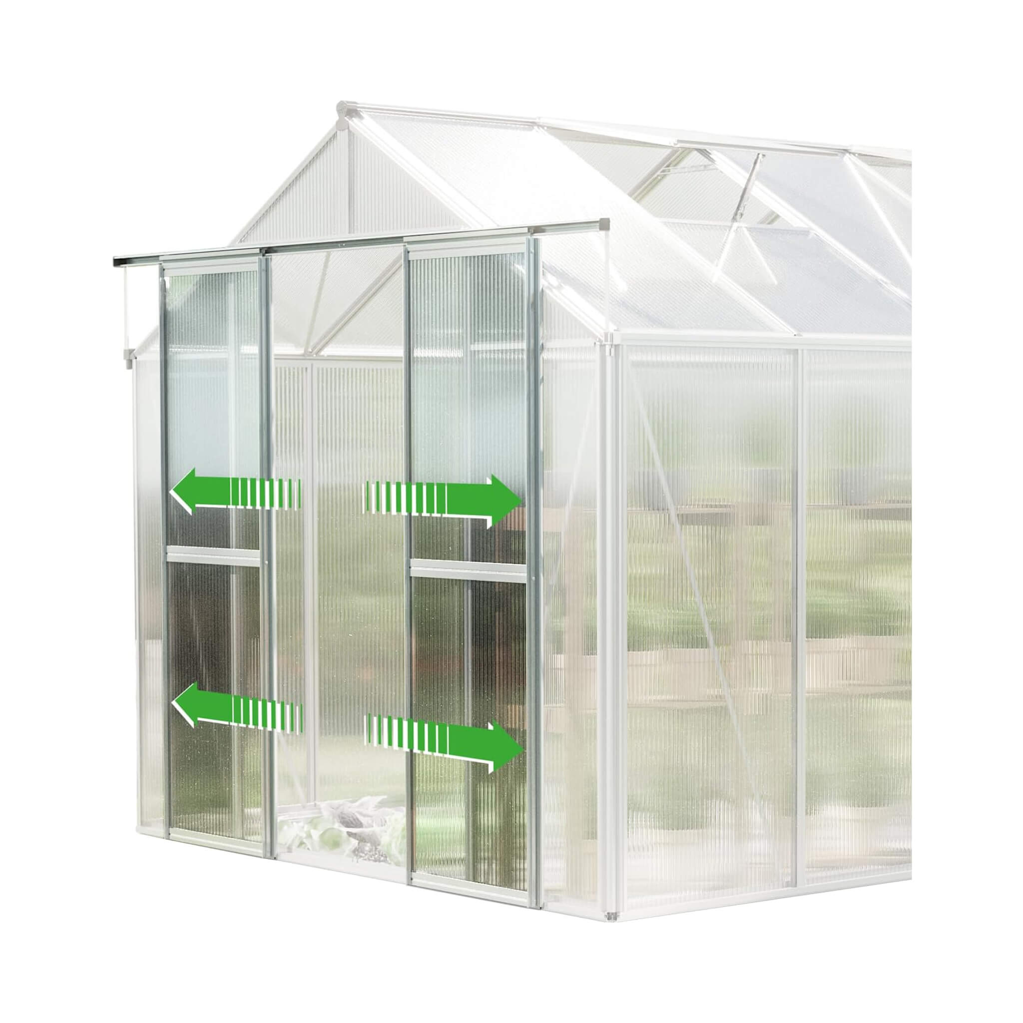[08X12FT] Heavy-Duty Polycarbonate Outdoor Greenhouse With Aluminum Frame And Sliding Doors (SAK90426)