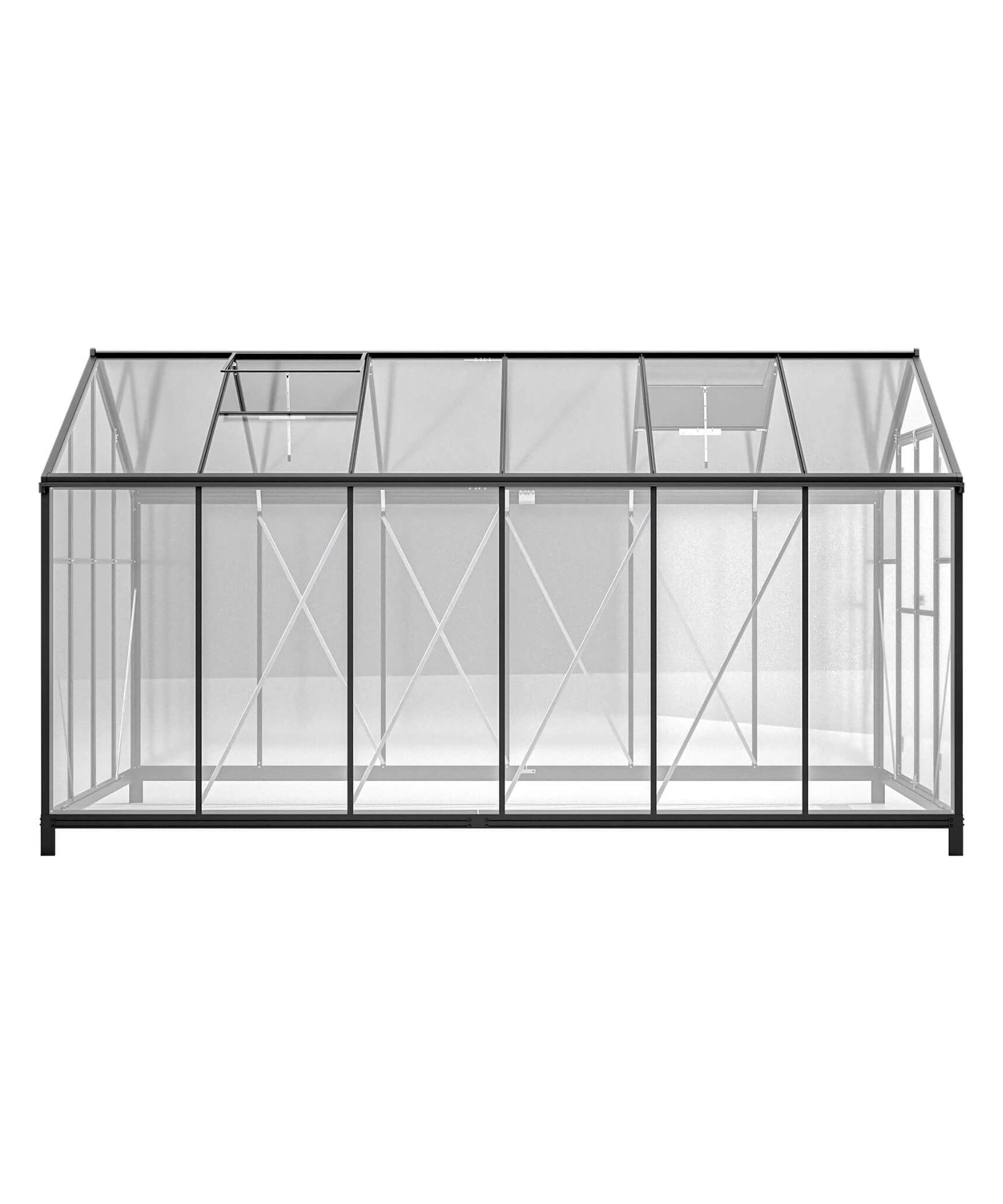 [08X12FT] Large Outdoor Heavy-Duty Polycarbonate Walk-In Greenhouse With Double Swing Doors And Two Ventilation Windows (SAK73651)