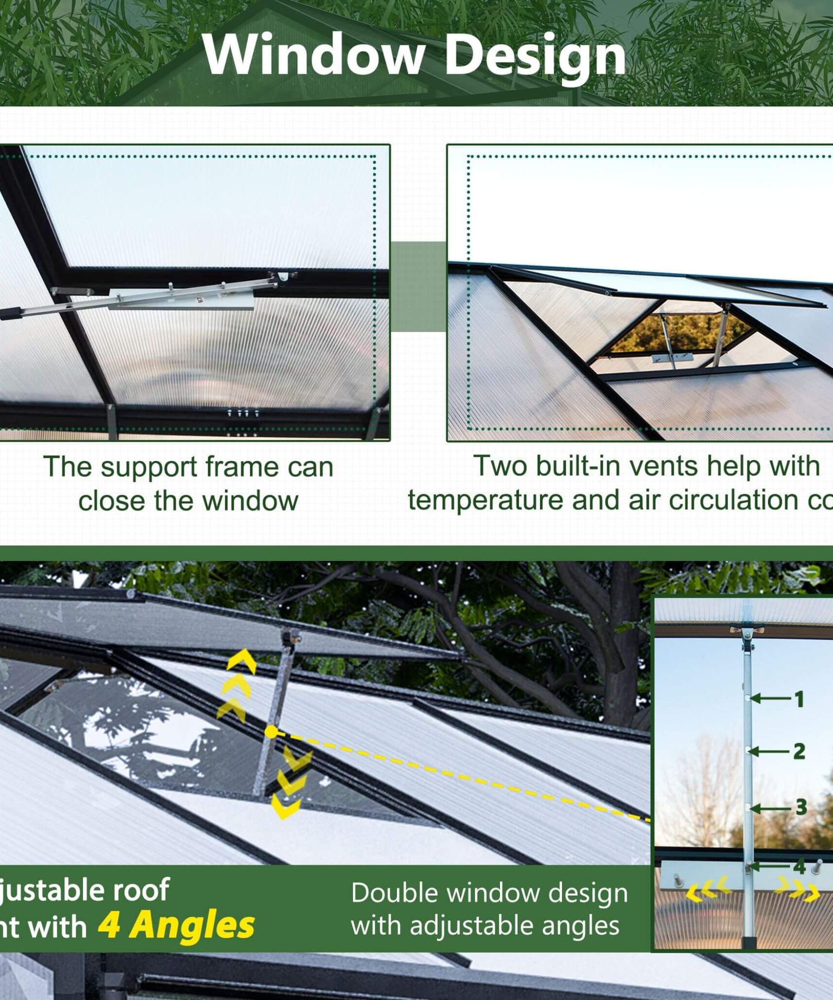[08X12FT] Large Outdoor Heavy-Duty Polycarbonate Walk-In Greenhouse With Double Swing Doors And Two Ventilation Windows (SAK73651)