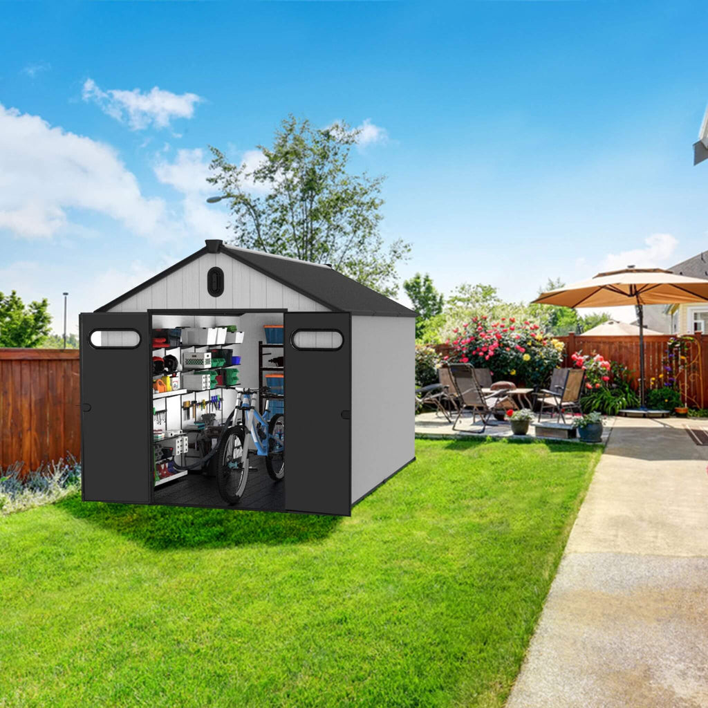 [08X12FT] Alora Large Polypropylene Storage Shed With Reinforced Floor And Lockable Swing Doors (SAK07451)