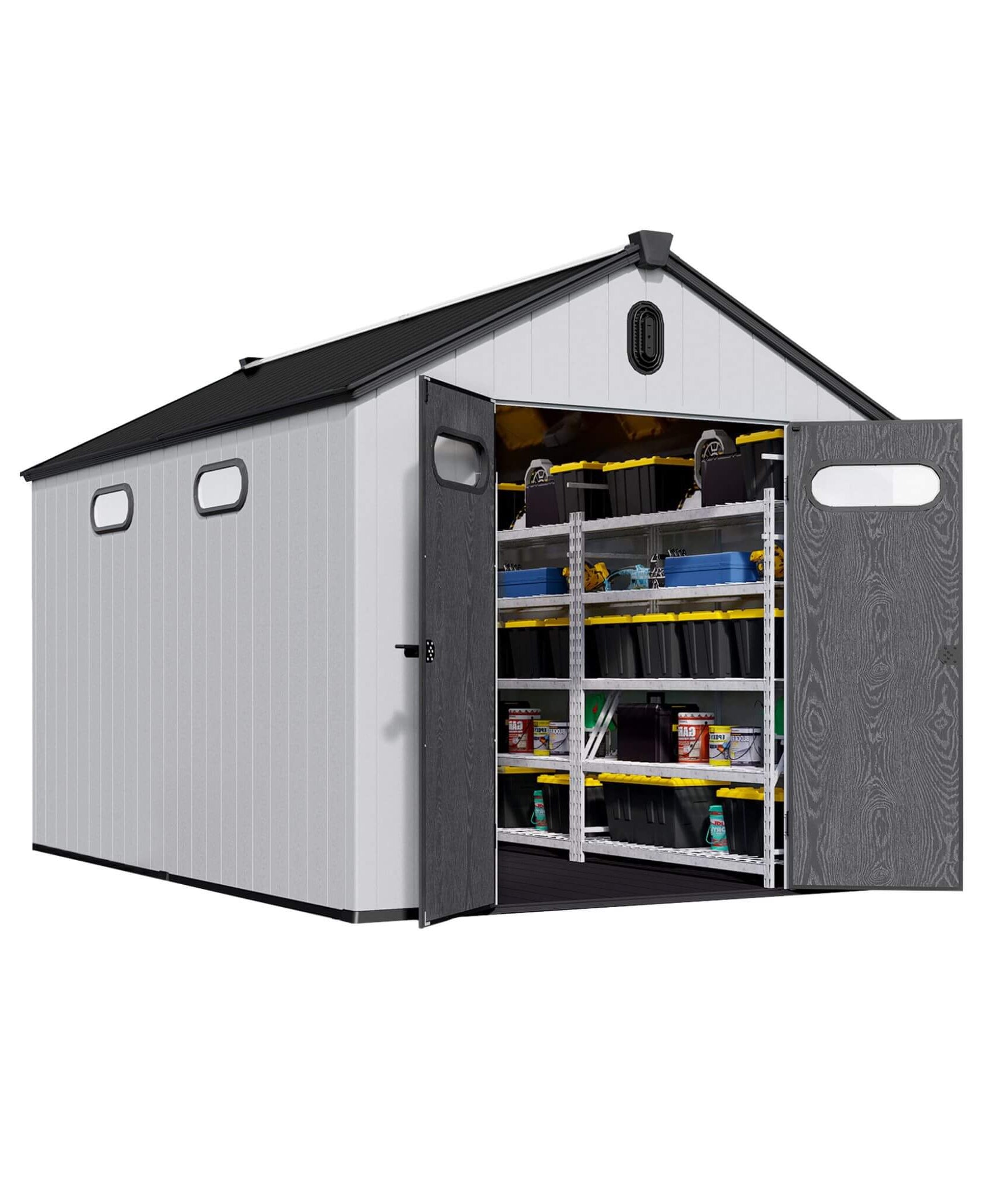 [08X12FT] Alora Large Polypropylene Storage Shed With Reinforced Floor And Lockable Swing Doors (SAK07451)