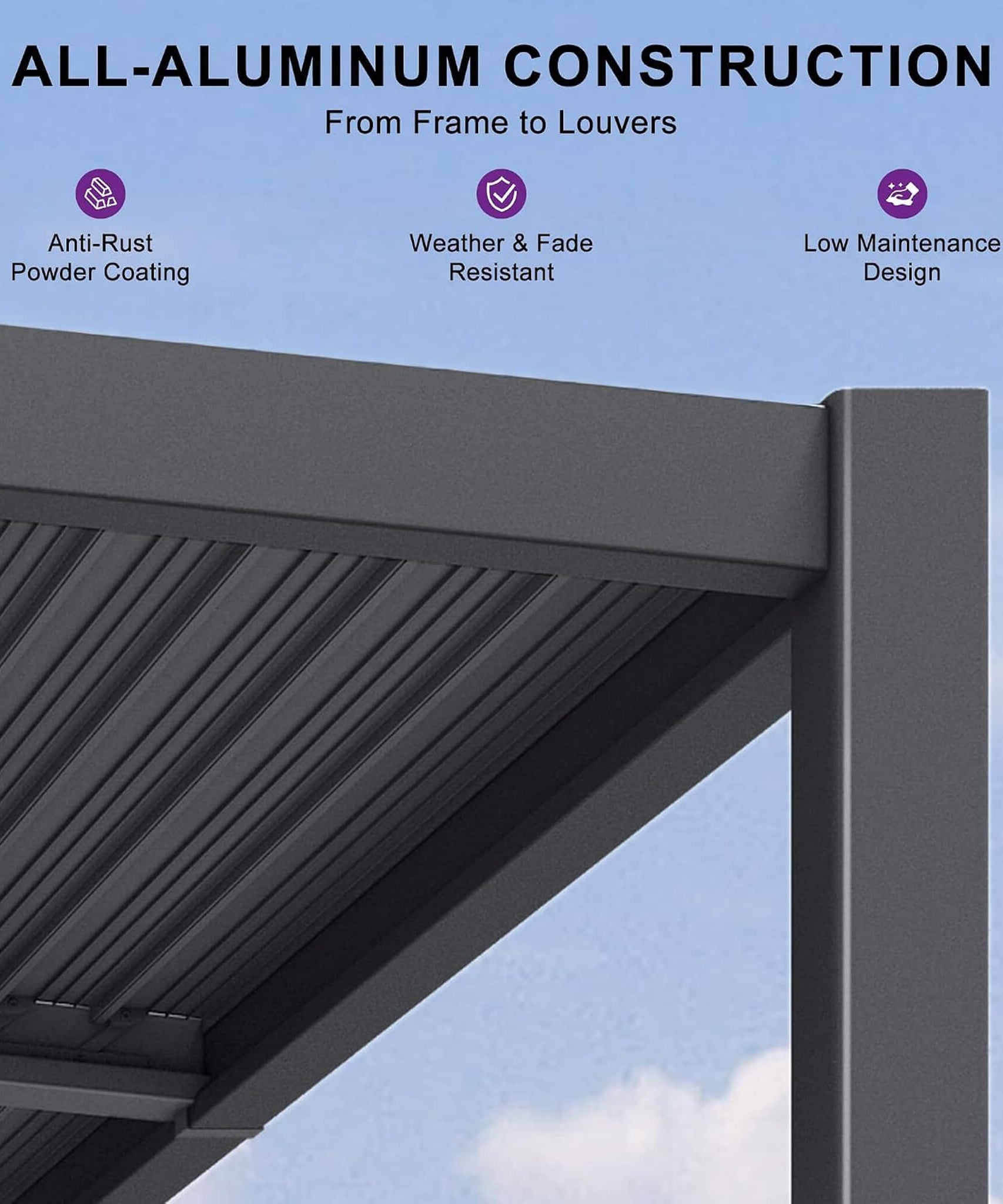 [08X12FT] Alora Modern Louvered Aluminum Pergola With Sloped Roof (SAK37244)