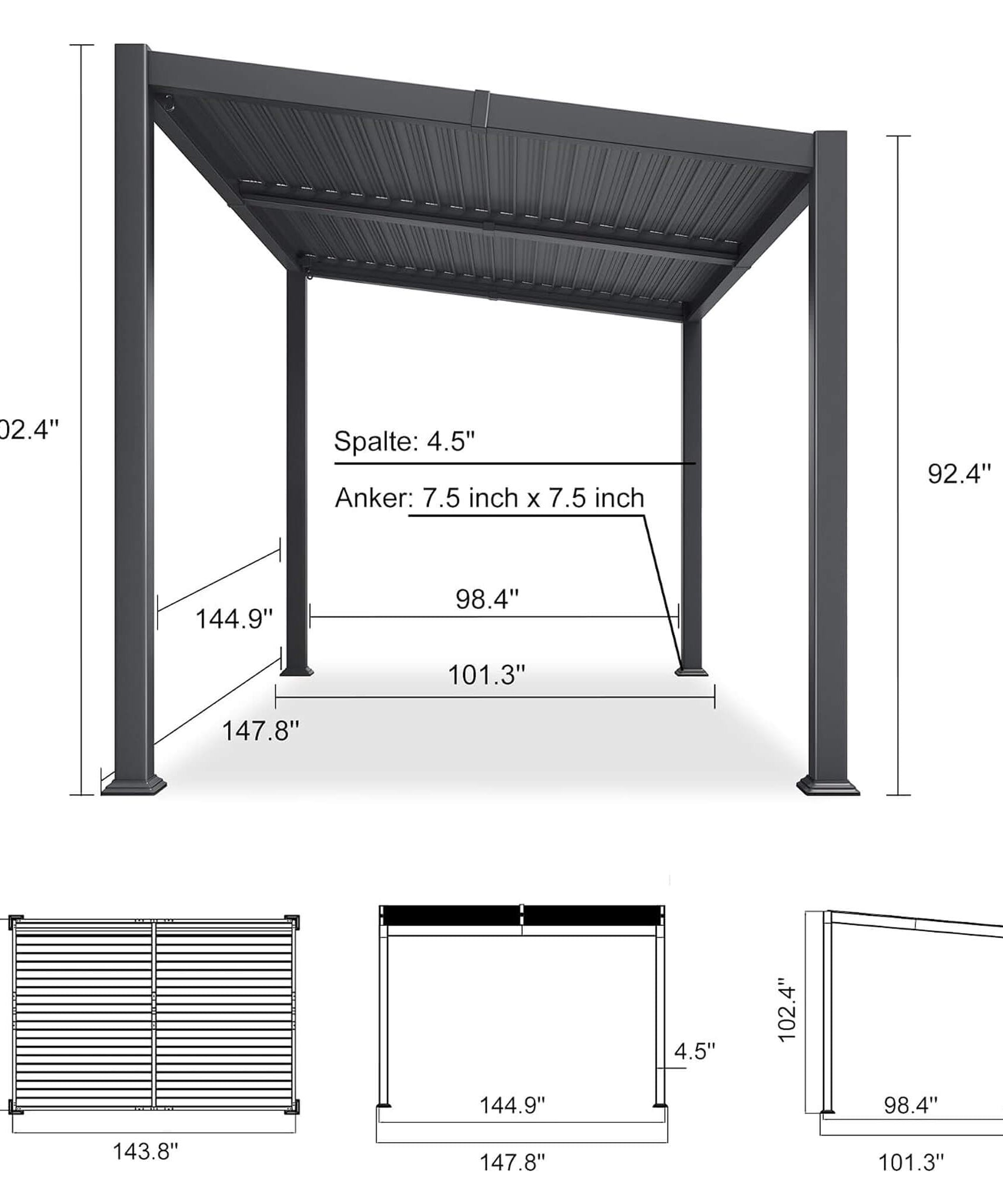 [08X12FT] Alora Modern Louvered Aluminum Pergola With Sloped Roof (SAK37244)