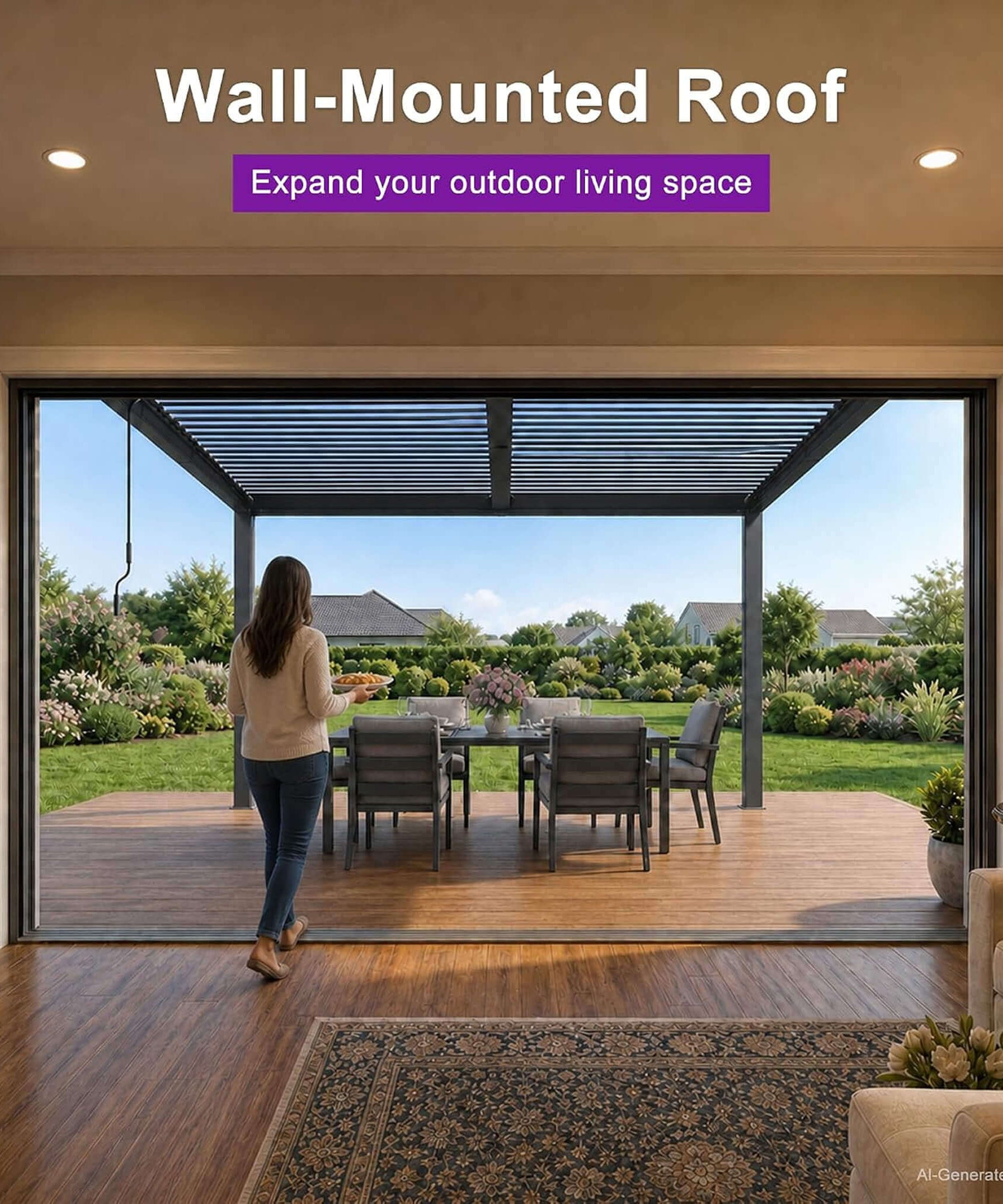 [08X12FT] Alora Modern Wall-Mounted Louvered Pergola With Aluminum Frame (SAK25902)