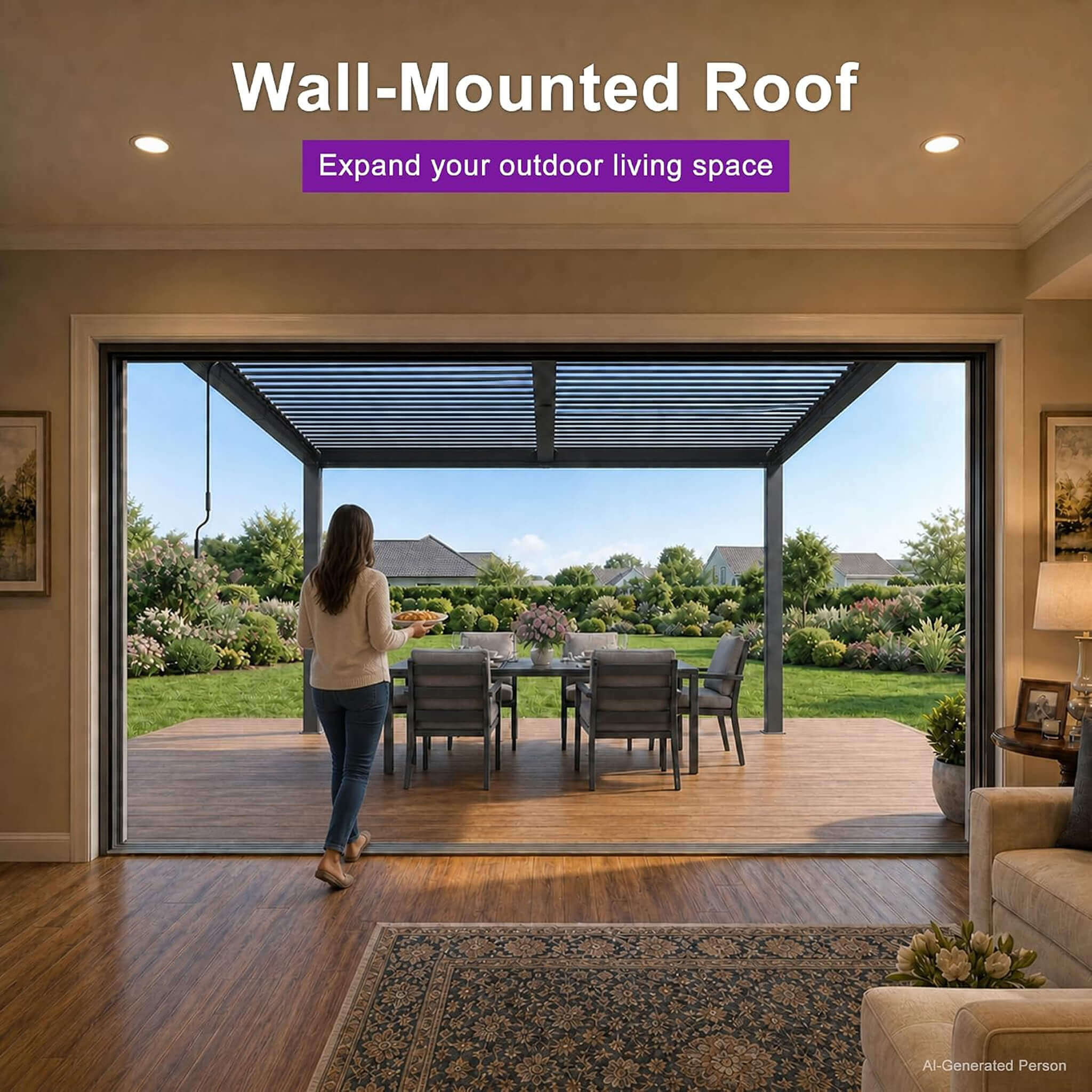 [08X12FT] Alora Modern Wall-Mounted Louvered Pergola With Aluminum Frame (SAK25902)