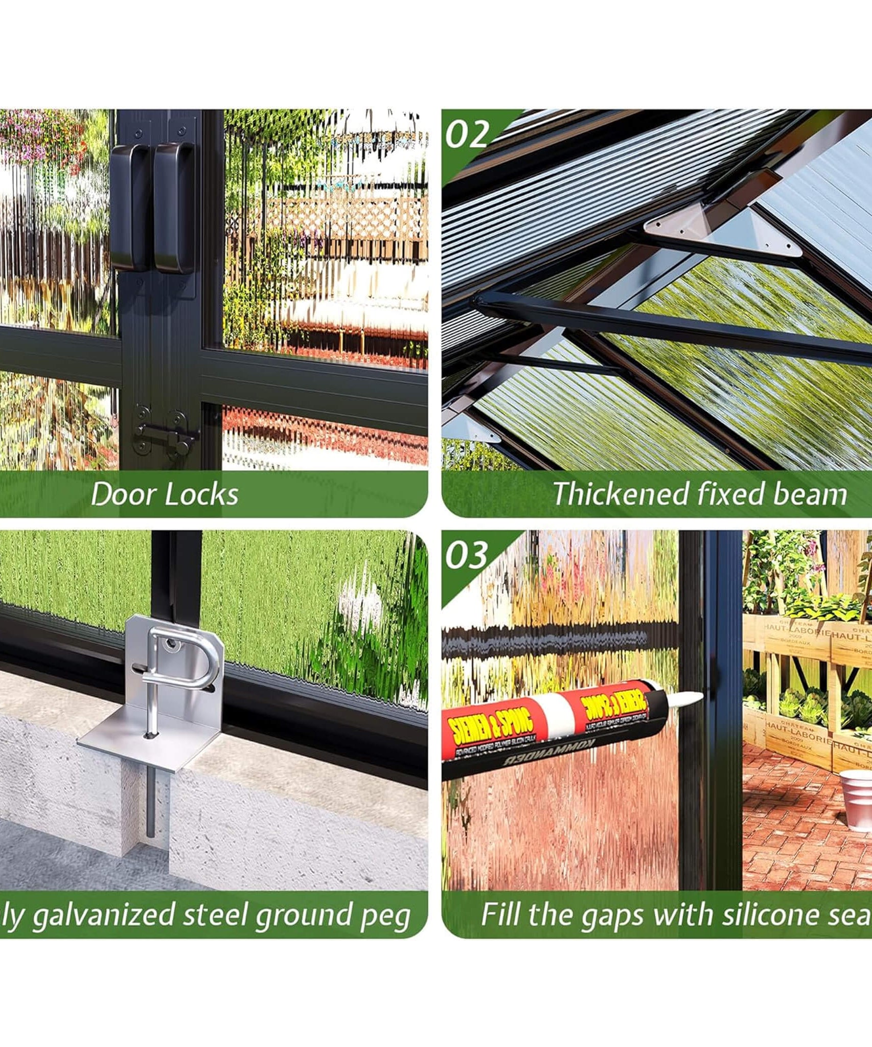 [08X16FT] Premium Polycarbonate Outdoor Walk-In Patio Greenhouse With Double Swing Doors, 4MM (SAK79206)