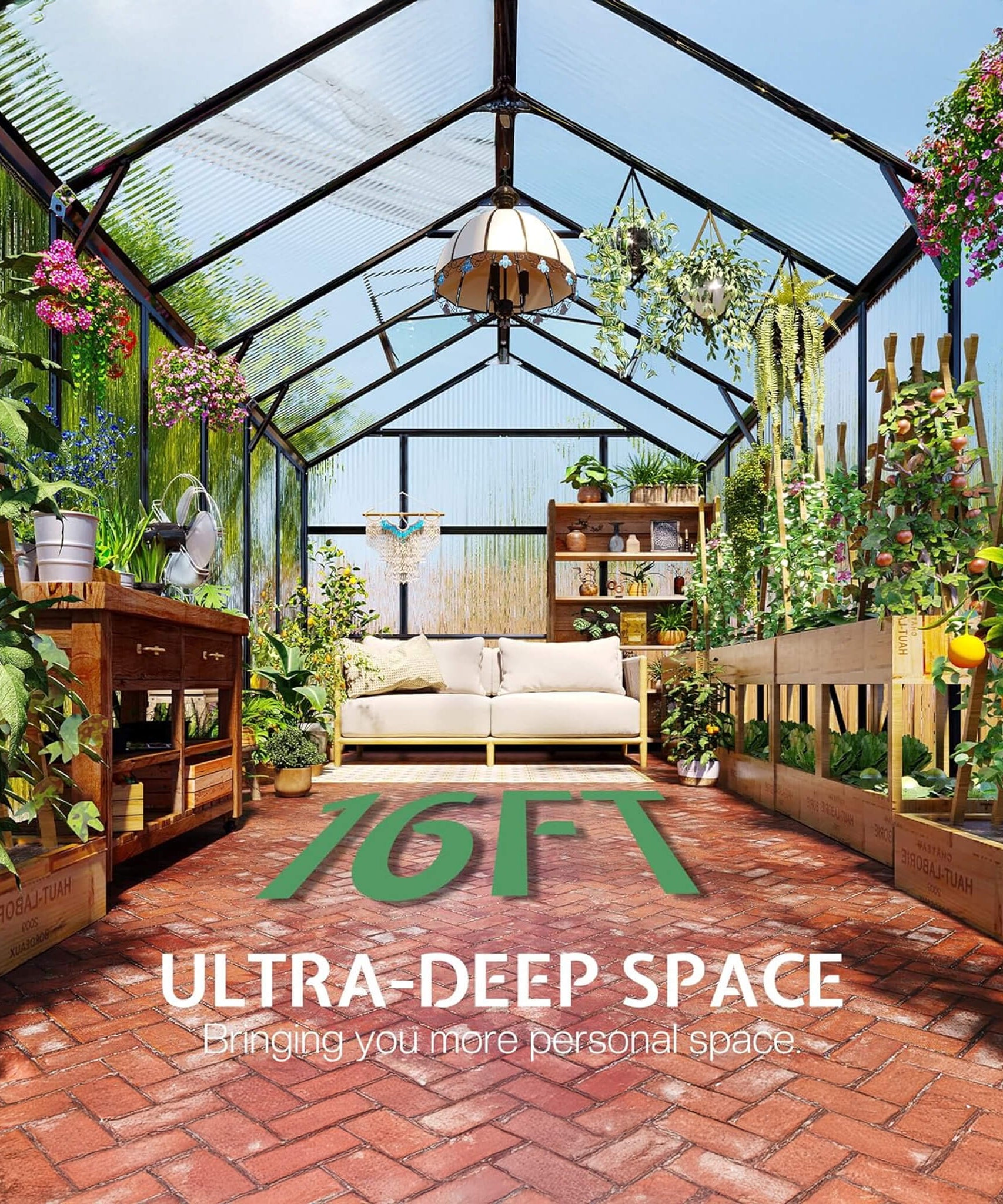 [08X16FT] Premium Polycarbonate Outdoor Walk-In Patio Greenhouse With Double Swing Doors, 4MM (SAK79206)