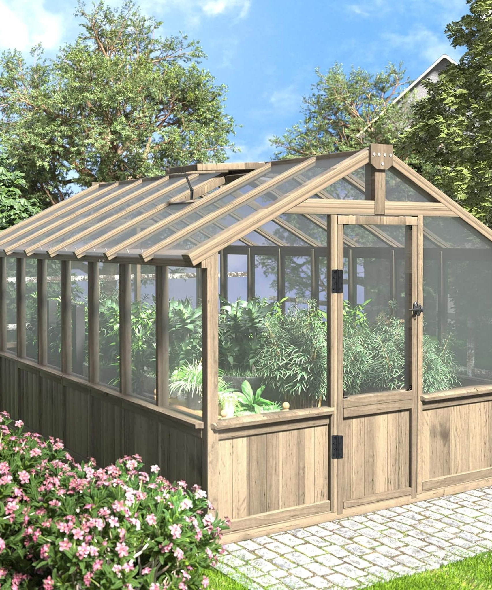 [08X16FT] Large Heavy-Duty Outdoor Wooden Greenhouse With 6MM Polycarbonate Panels And Vent Roof (SAK18467)