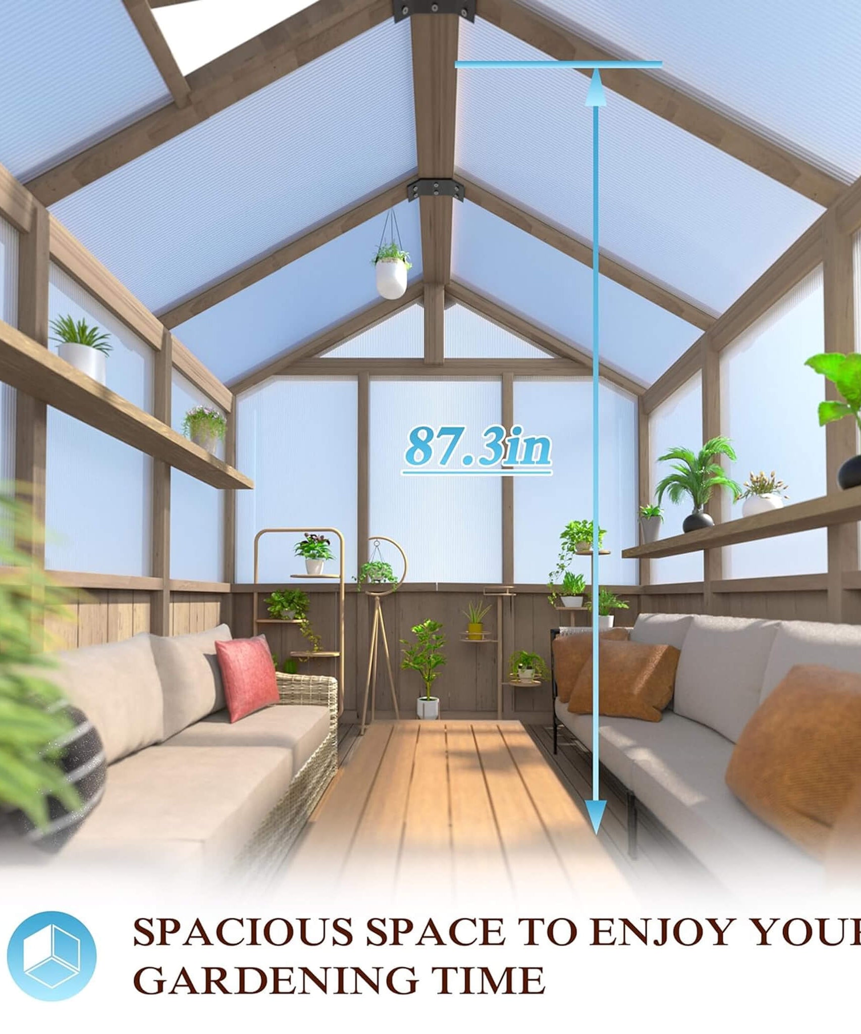 [08X16FT] Large Heavy-Duty Outdoor Wooden Greenhouse With 6MM Polycarbonate Panels And Vent Roof (SAK18467)