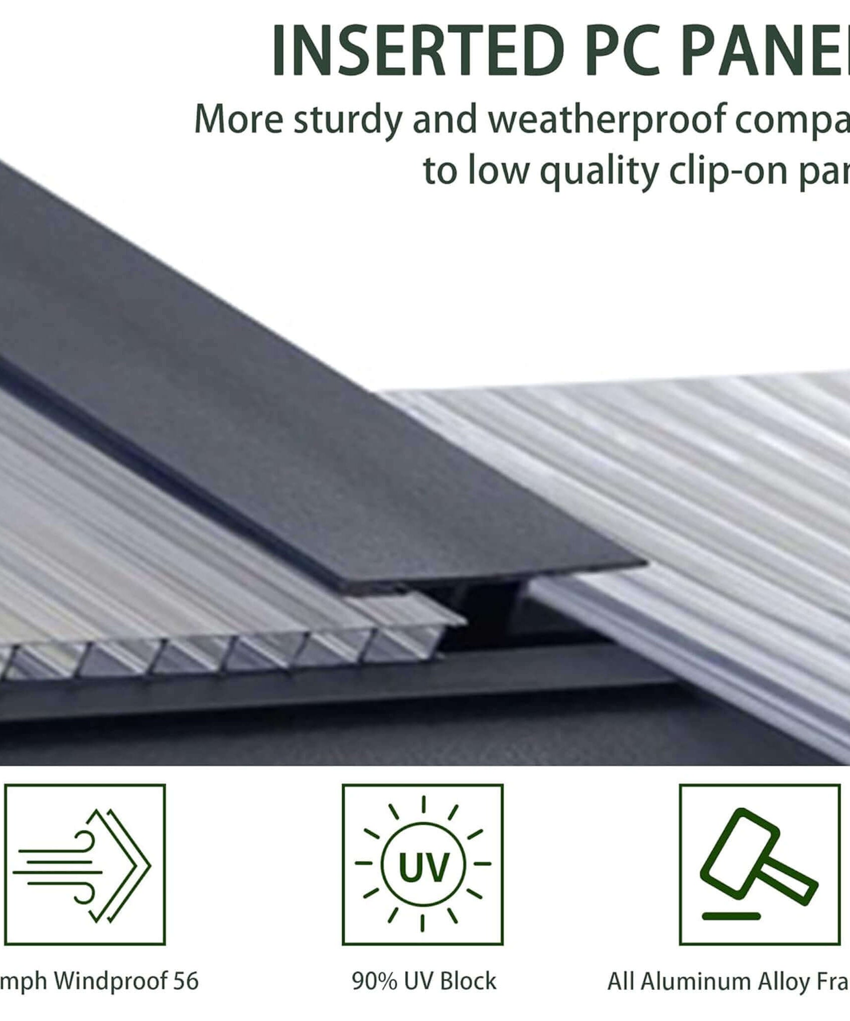 [08X16FT] Premium Outdoor Walk-In Polycarbonate Greenhouse With Roof Vents & Sliding Doors, 4MM (SAK72649)