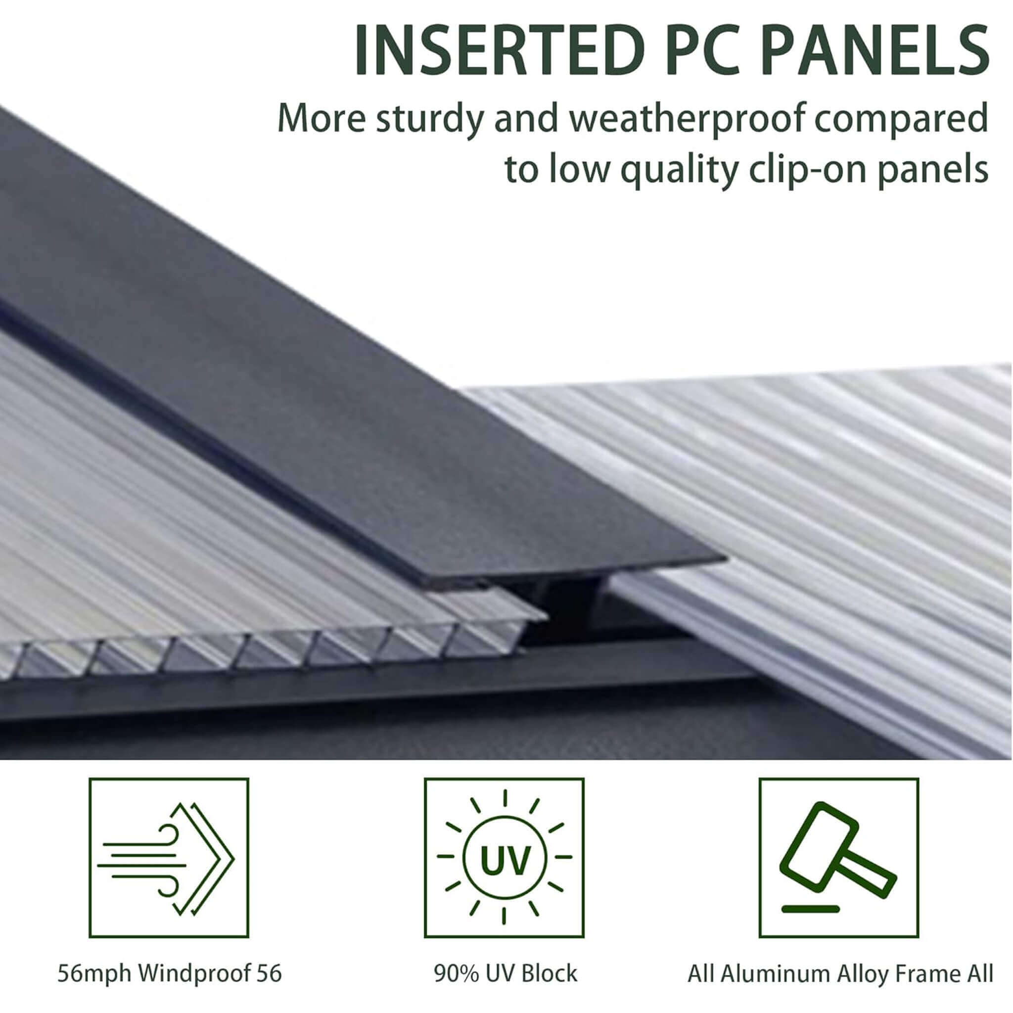 [08X16FT] Premium Outdoor Walk-In Polycarbonate Greenhouse With Roof Vents & Sliding Doors, 4MM (SAK72649)