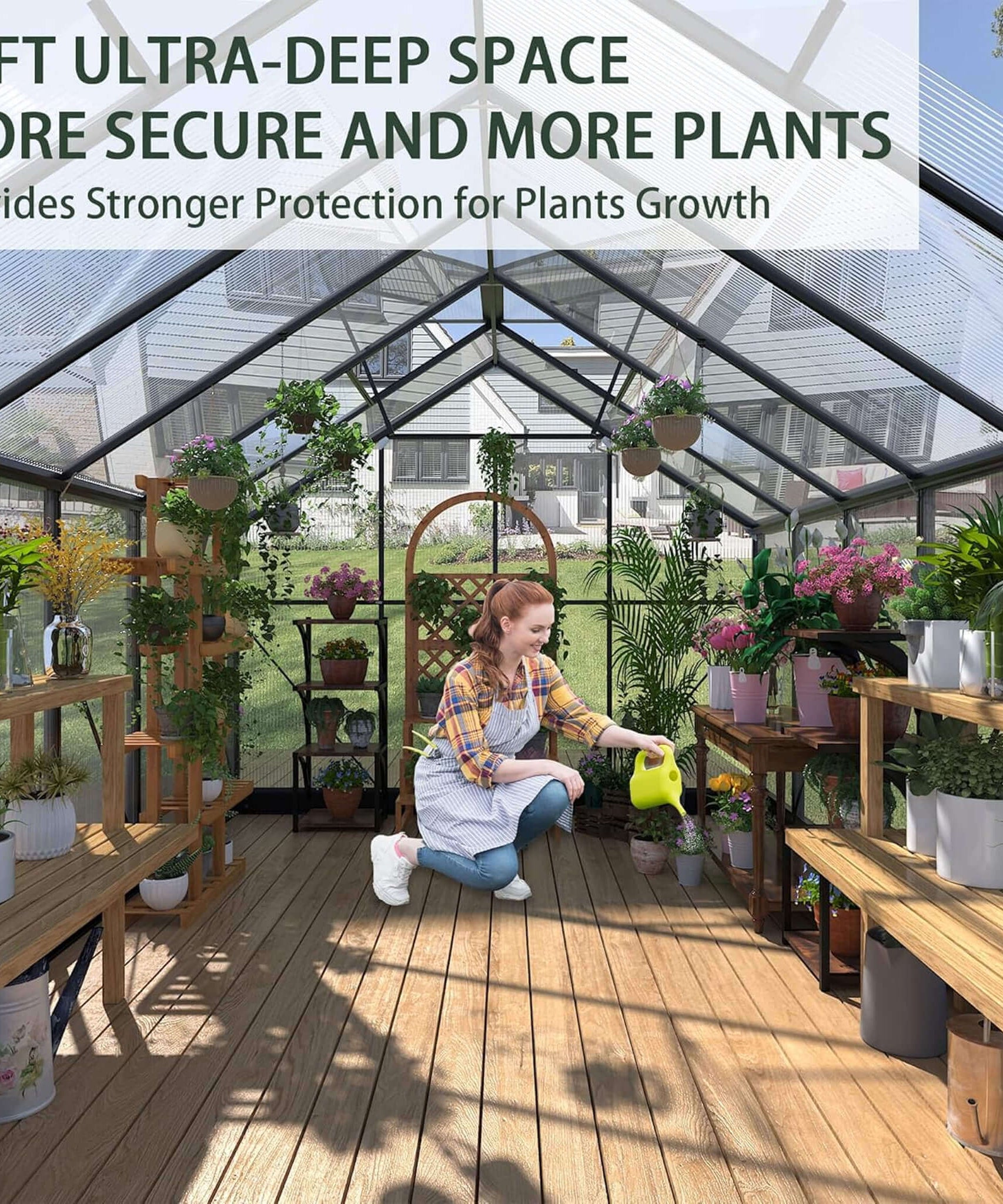 [08X16FT] Premium Outdoor Walk-In Polycarbonate Greenhouse With Roof Vents & Sliding Doors, 4MM (SAK72649)