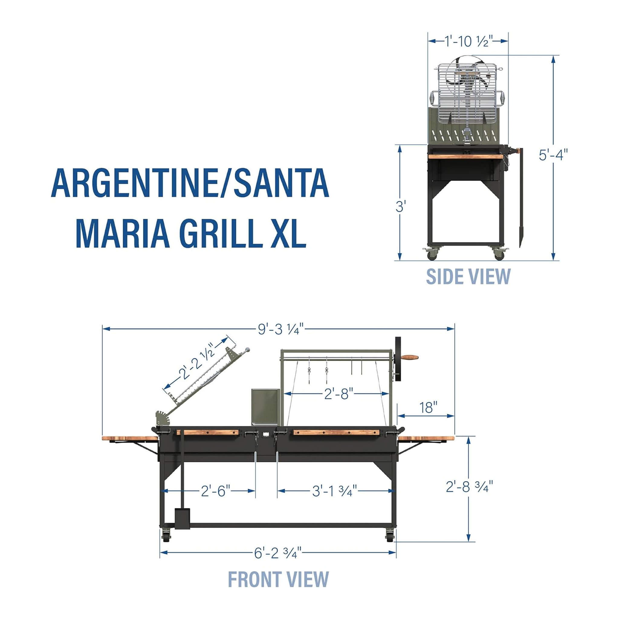 [09X02FT] Extra-Large Argentine Santa Maria Wood Fire And Charcoal BBQ Grill With Brasero (SAK75186)