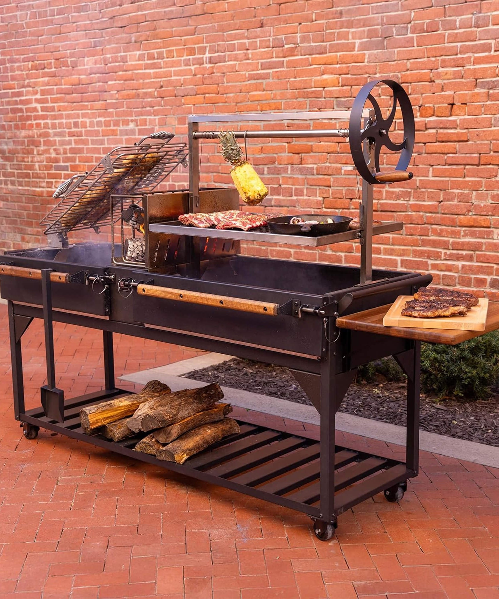 [09X02FT] Extra-Large Argentine Santa Maria Wood Fire And Charcoal BBQ Grill With Brasero (SAK75186)