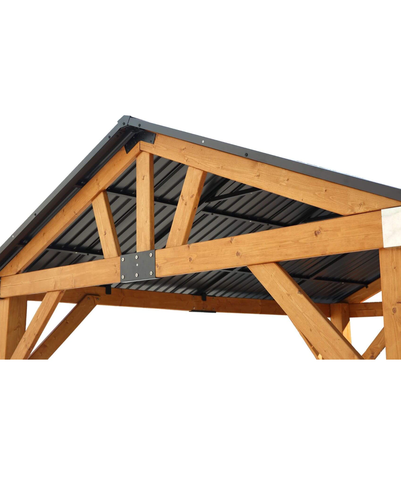 [09X11FT] Alora Heavy-Duty All-Weather Hardtop Wooden Carport Gazebo With Galvanized Steel Roof (SAK39187)