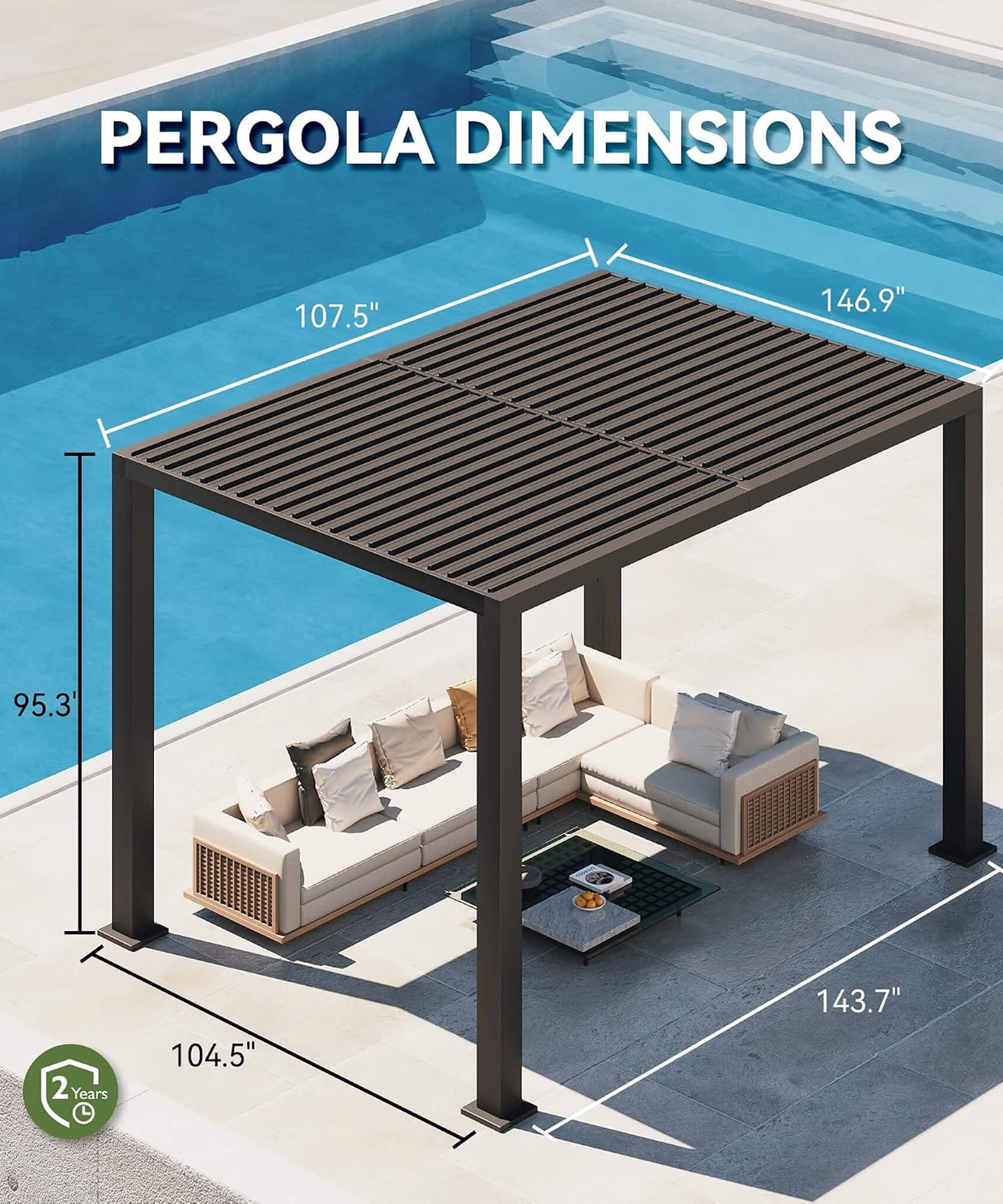[09X12FT] Alora Premium Outdoor Electric Motorized Louvered Pergola With Built-In LED Lights & Fan (SAK53841)