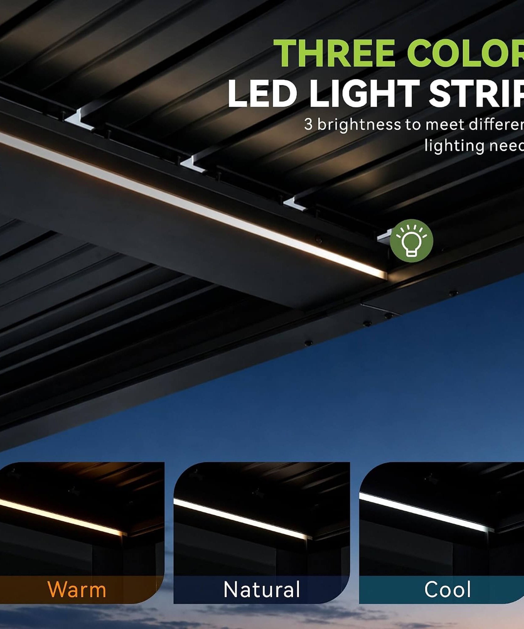 [09X12FT] Alora Premium Outdoor Electric Motorized Louvered Pergola With Built-In LED Lights & Fan (SAK53841)