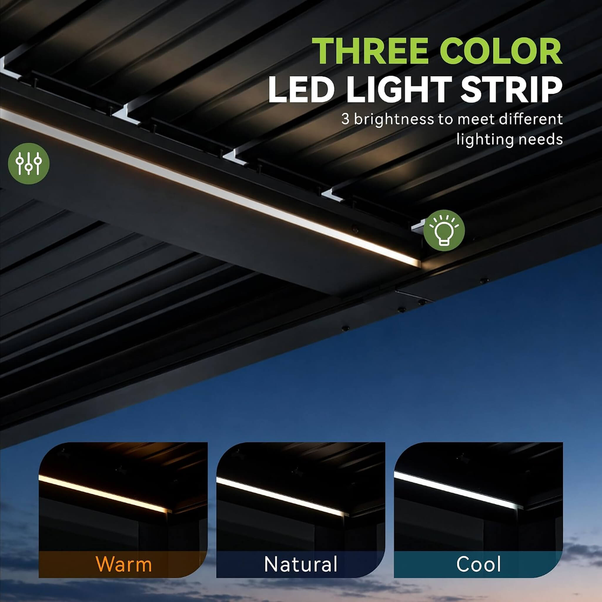 [09X12FT] Alora Premium Outdoor Electric Motorized Louvered Pergola With Built-In LED Lights & Fan (SAK53841)