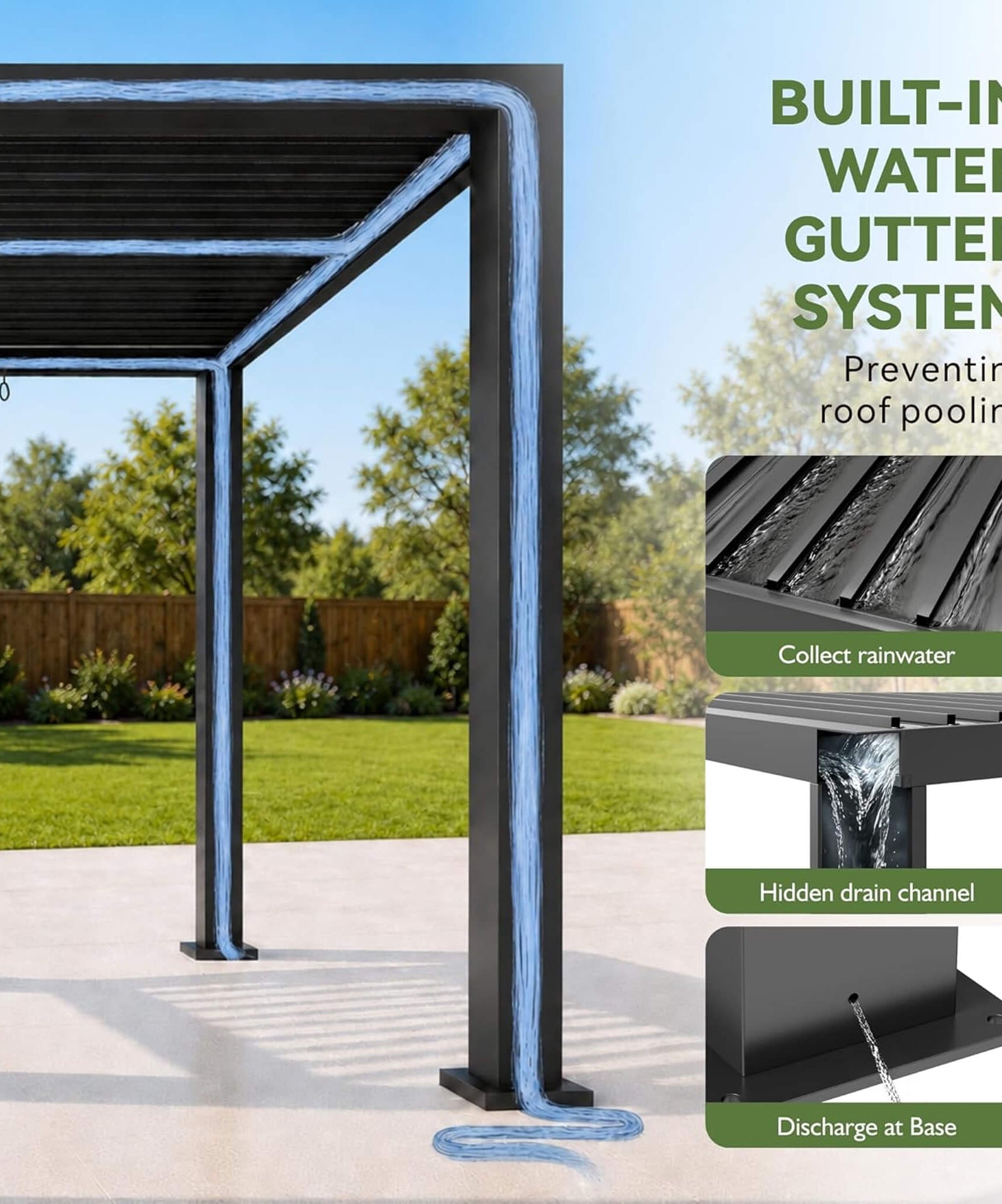 [09X12FT] Alora Premium Outdoor Electric Motorized Louvered Pergola With Built-In LED Lights & Fan (SAK53841)