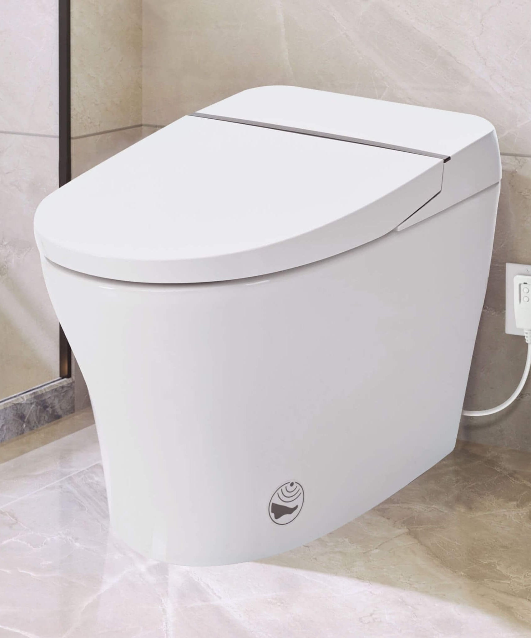 Nuvia 1/1.28 GPF Smart Compact Dual Flush Tankless Toilet Bidet Combo With Self-Cleaning Nozzle And Foot Sensor Flush (SAK58021)