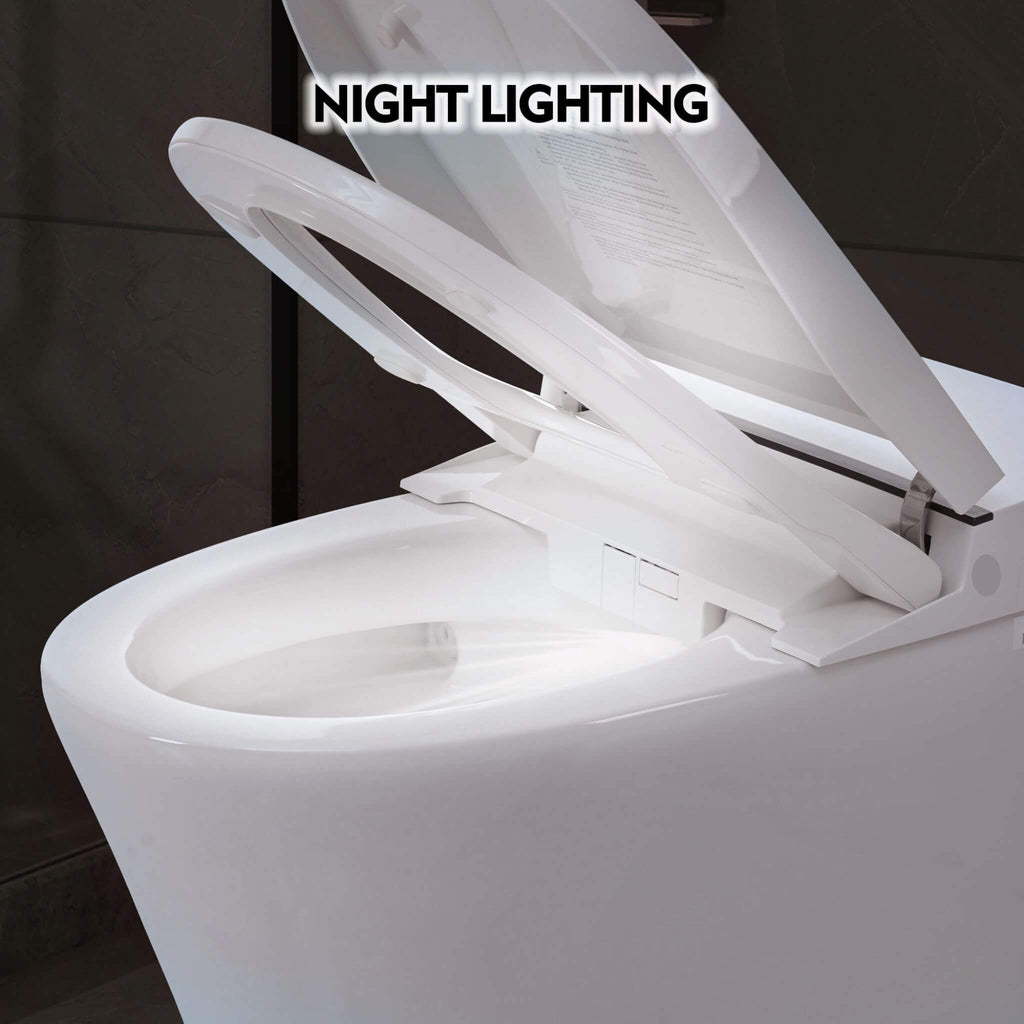 Nuvia 1/1.28 GPF Smart Compact Dual Flush Tankless Toilet Bidet Combo With Self-Cleaning Nozzle And Foot Sensor Flush (SAK58021)