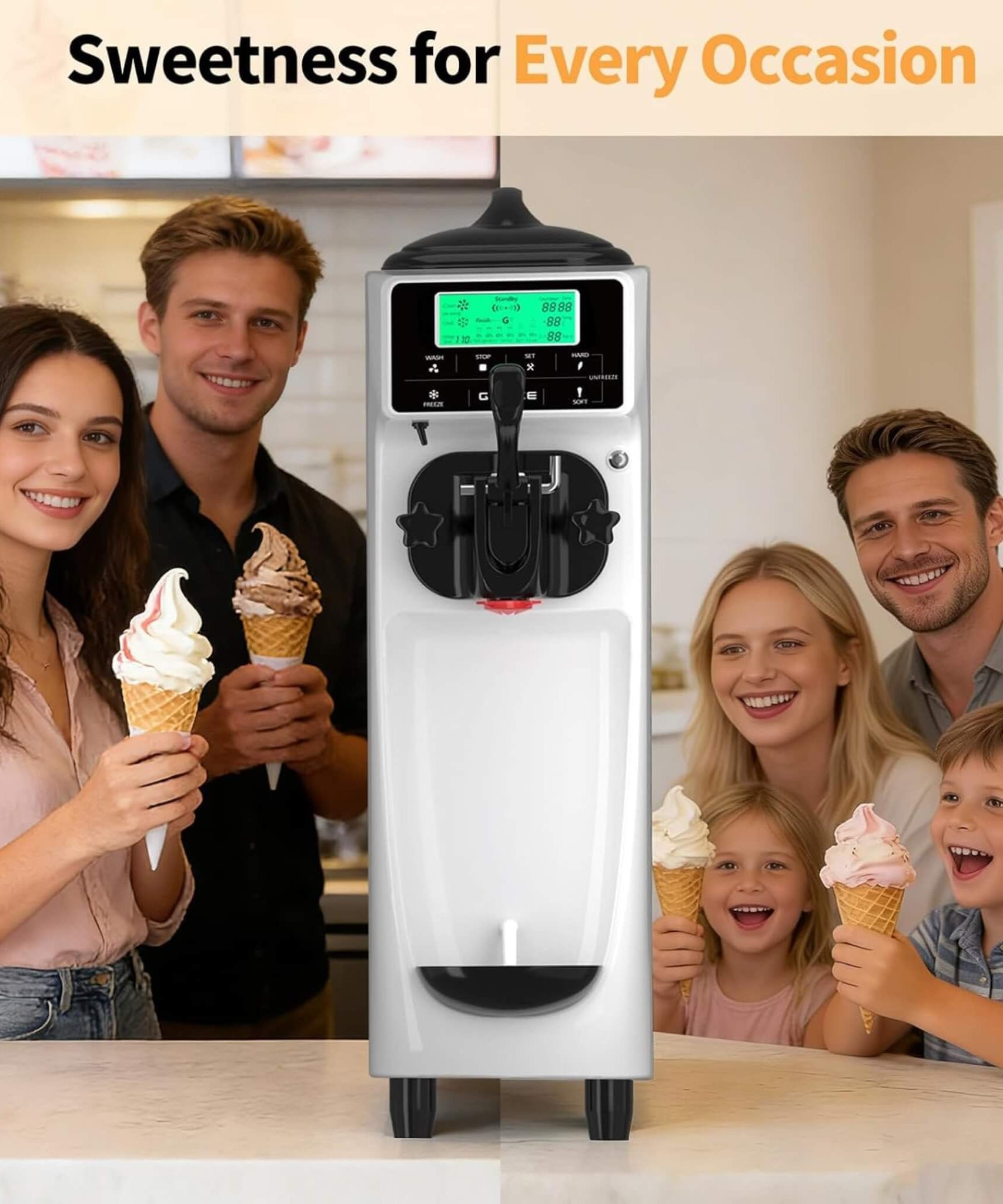 1.6-Gal Single-Flavor Soft Serve Ice Cream Maker With Pre Cool (SAK96024)