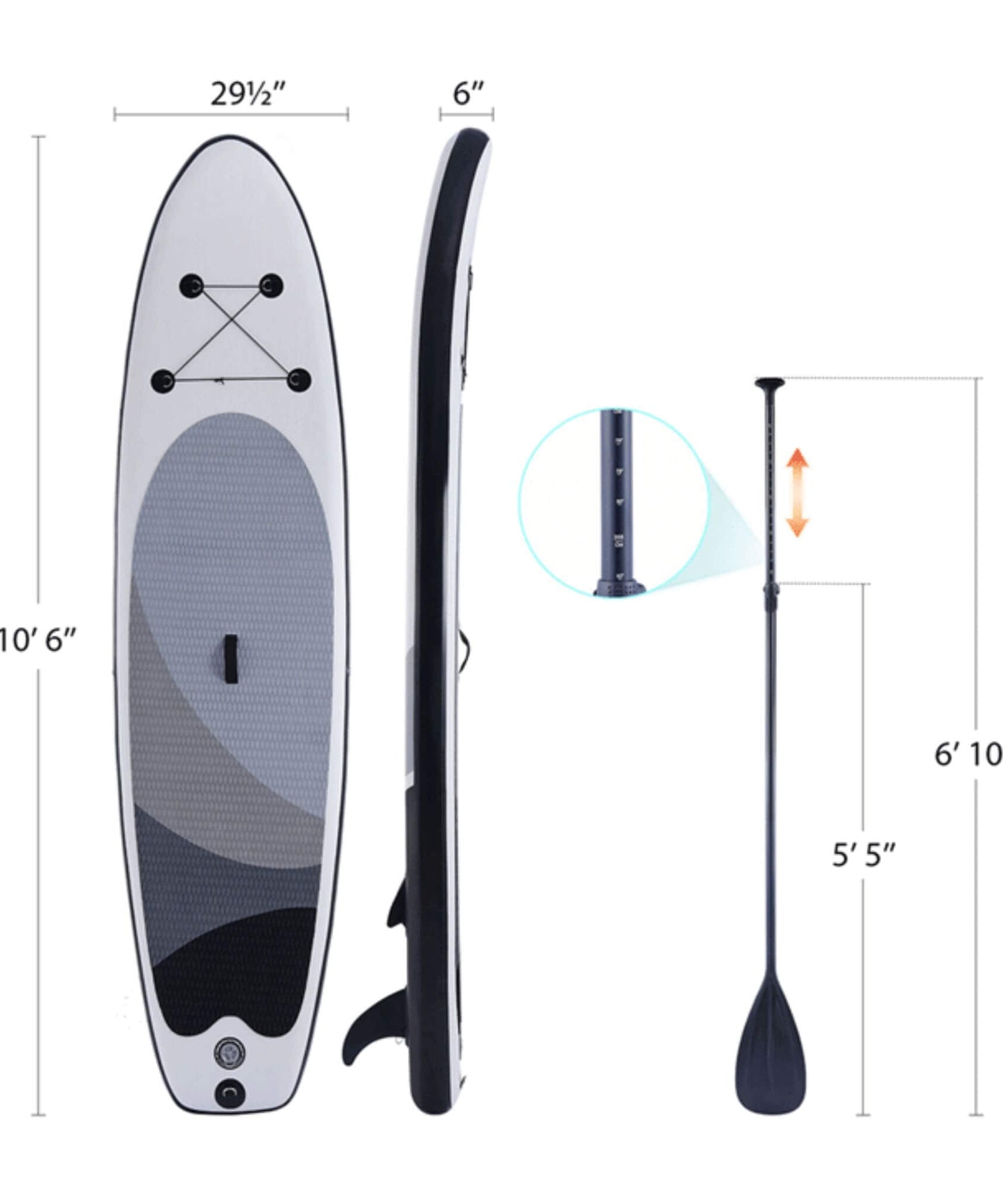 10FT Inflatable Blow Up SUP Paddle Board W/ Carrying Bag & Pump (SAK43678)